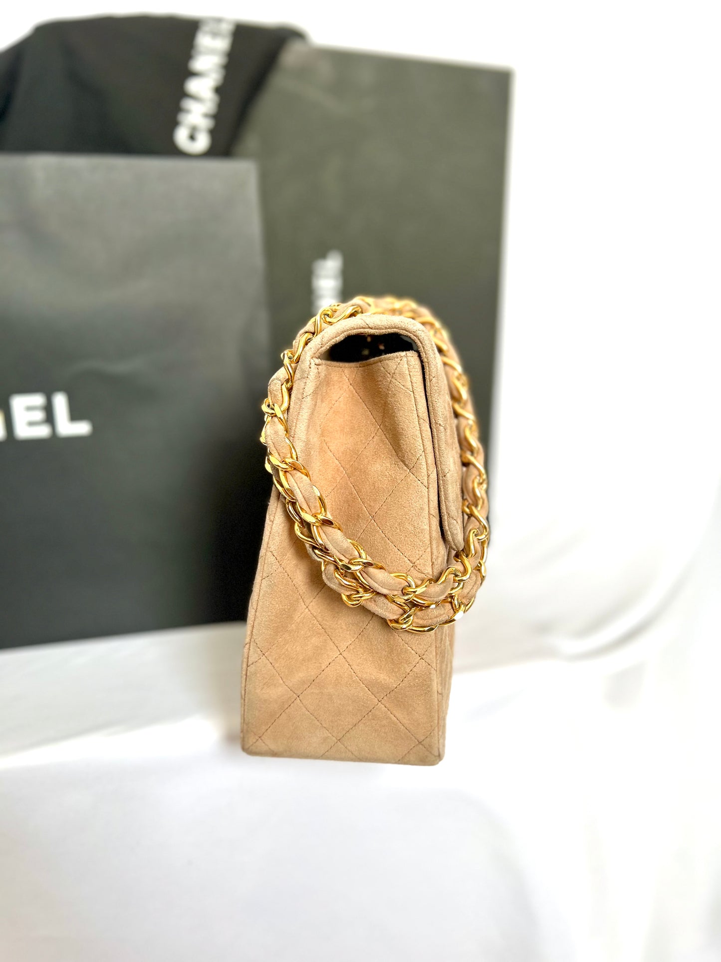 Chanel Brown Suede Maxi Flap Bag