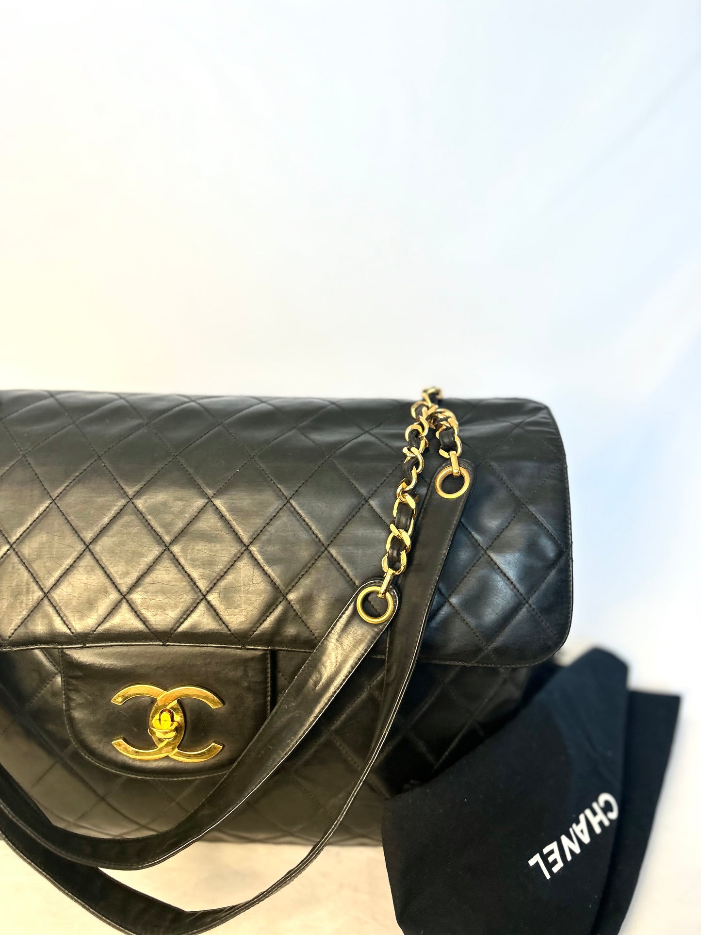Black Calfskin XXL Supermodel Flap Bag