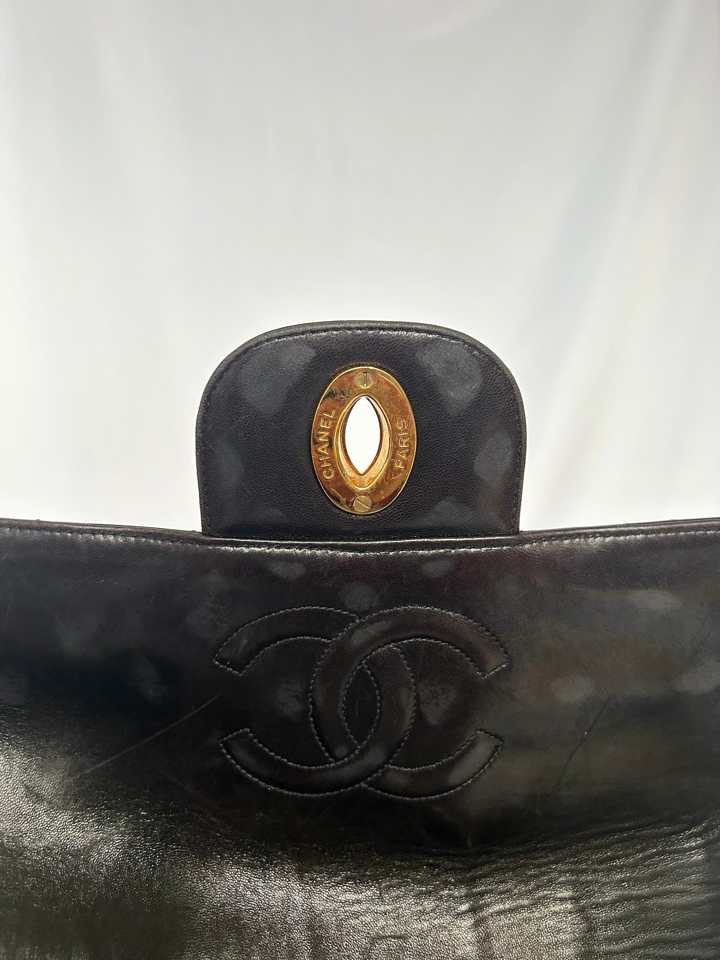 Chanel Patent Leather Jumbo CC Backpack