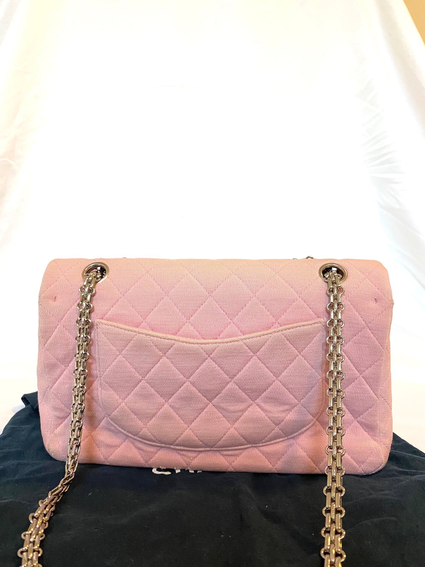 Pink Chanel Jersey Classic Flap