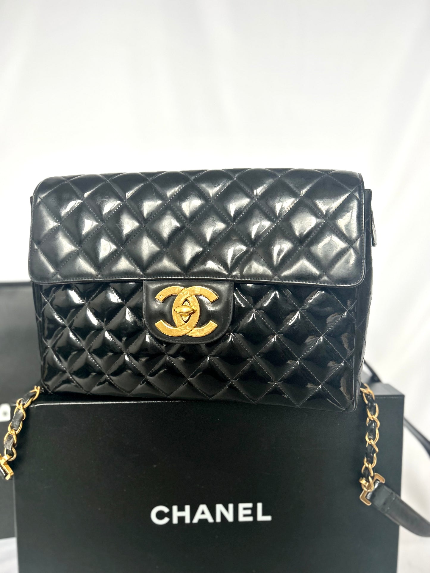 Chanel Patent Leather Jumbo CC Backpack