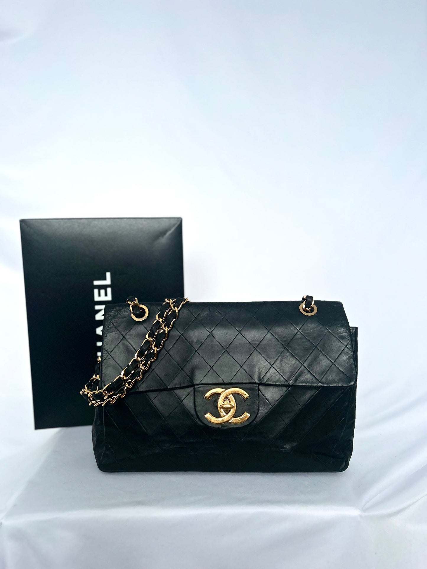 Chanel Black Lambskin Maxi Flap Bag