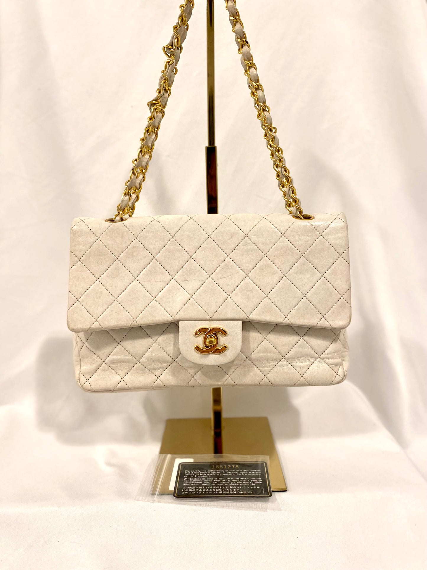 White Chanel Classic Flap Medium