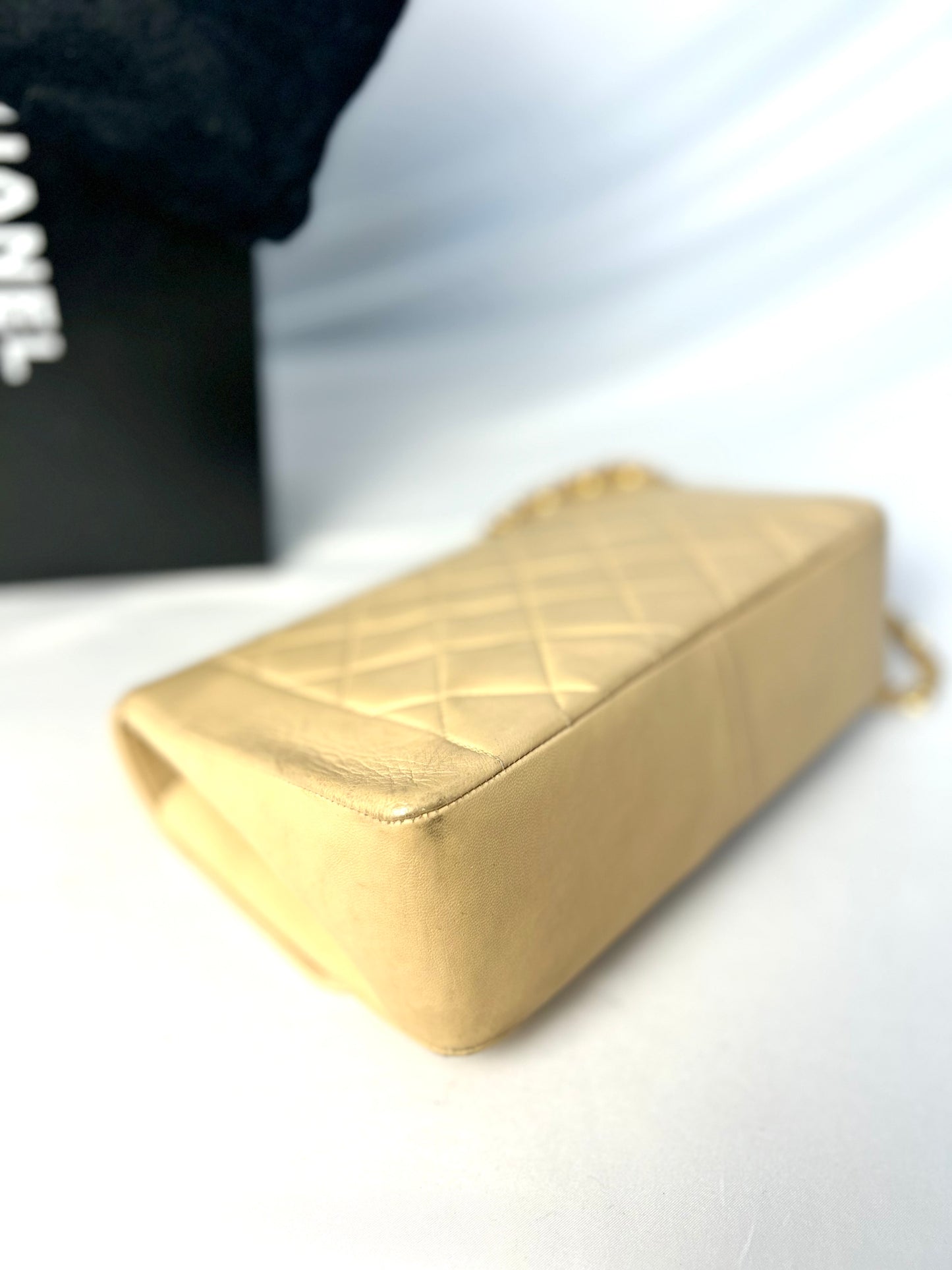 Authentic Vintage Chanel Beige Lambskin Diana Flap Bag