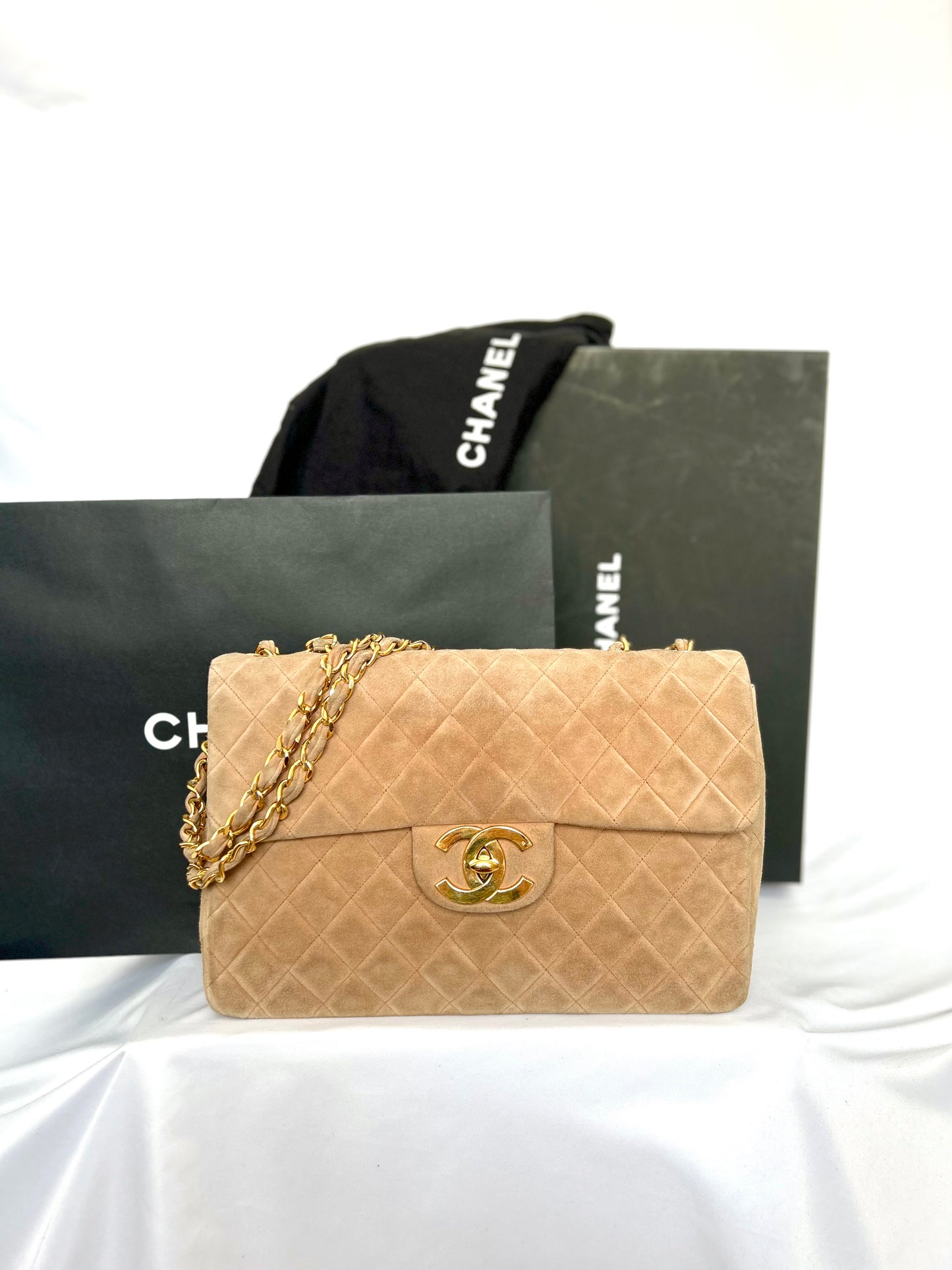 Chanel Brown Suede Maxi Flap Bag