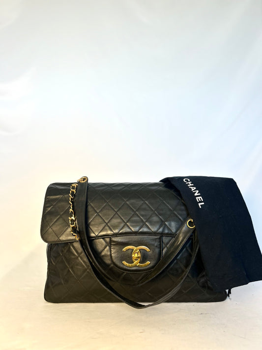 Black Calfskin XXL Supermodel Flap Bag