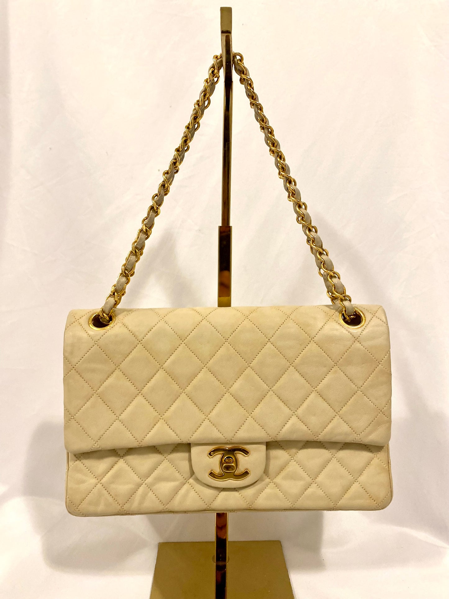 Chanel Beige Lambskin Classic Flap