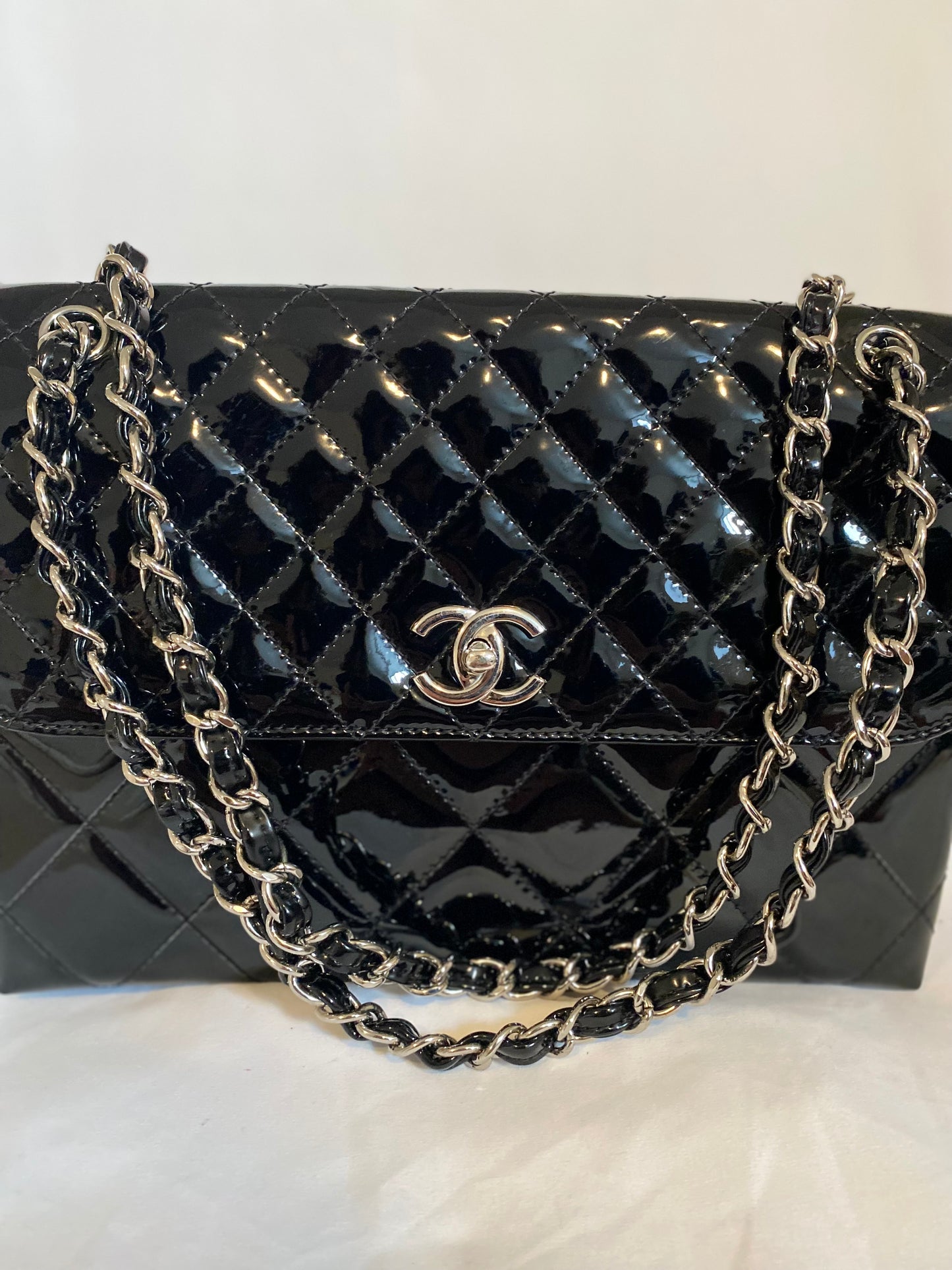 Chanel Maxi Patent Leather Silver Hardware