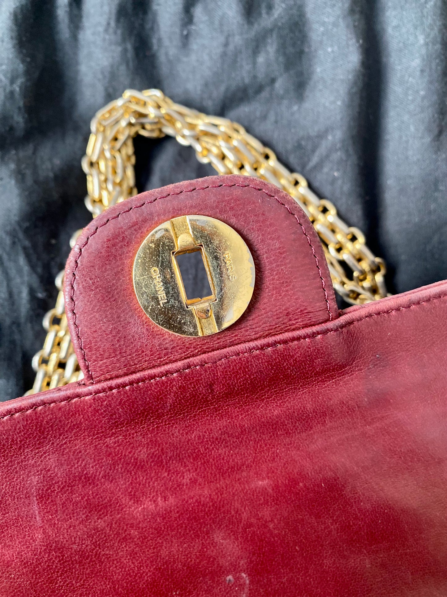 Burgundy Lambskin Chanel Double Flap