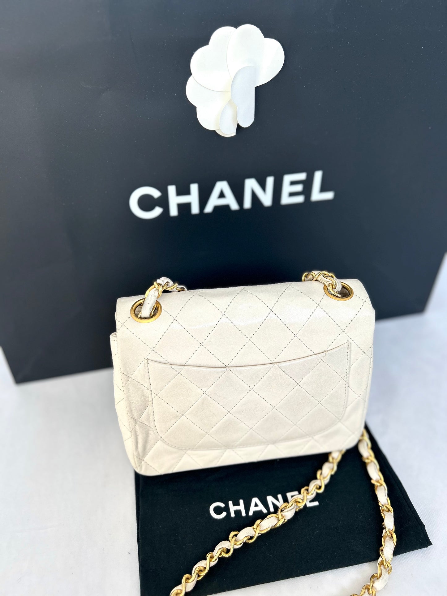 Chanel White Mini Square Flap Bag