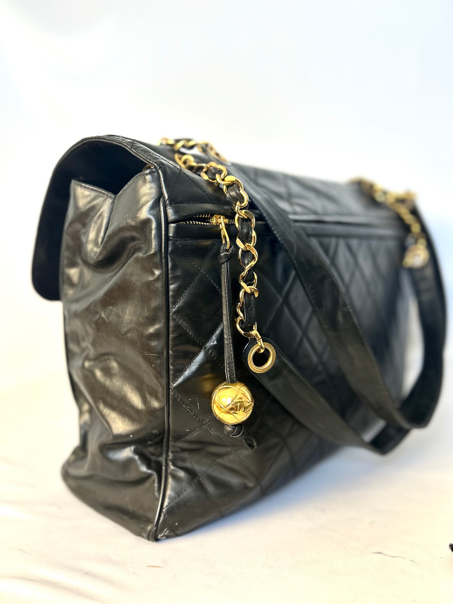 Black Calfskin XXL Supermodel Flap Bag