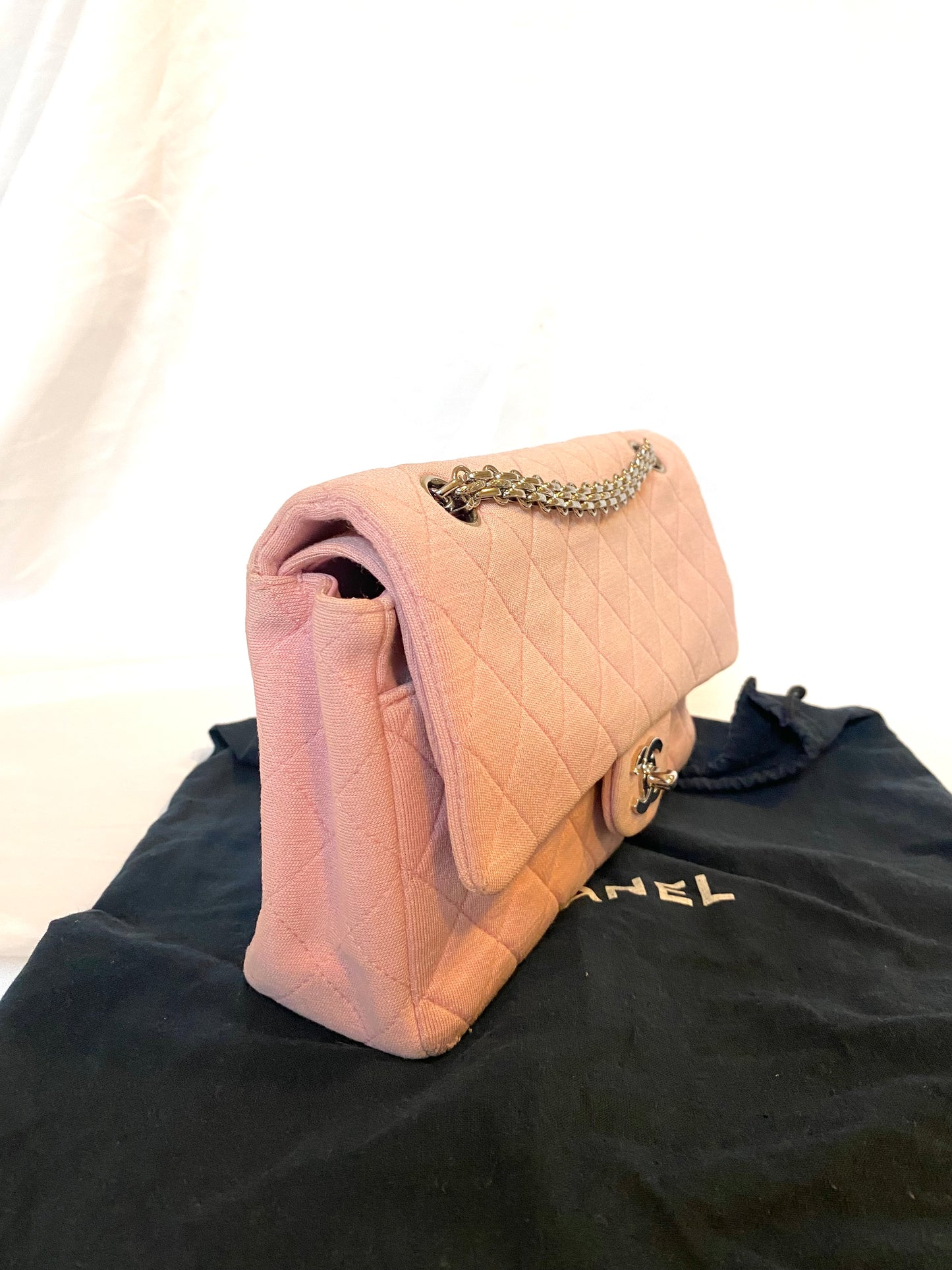 Pink Chanel Jersey Classic Flap