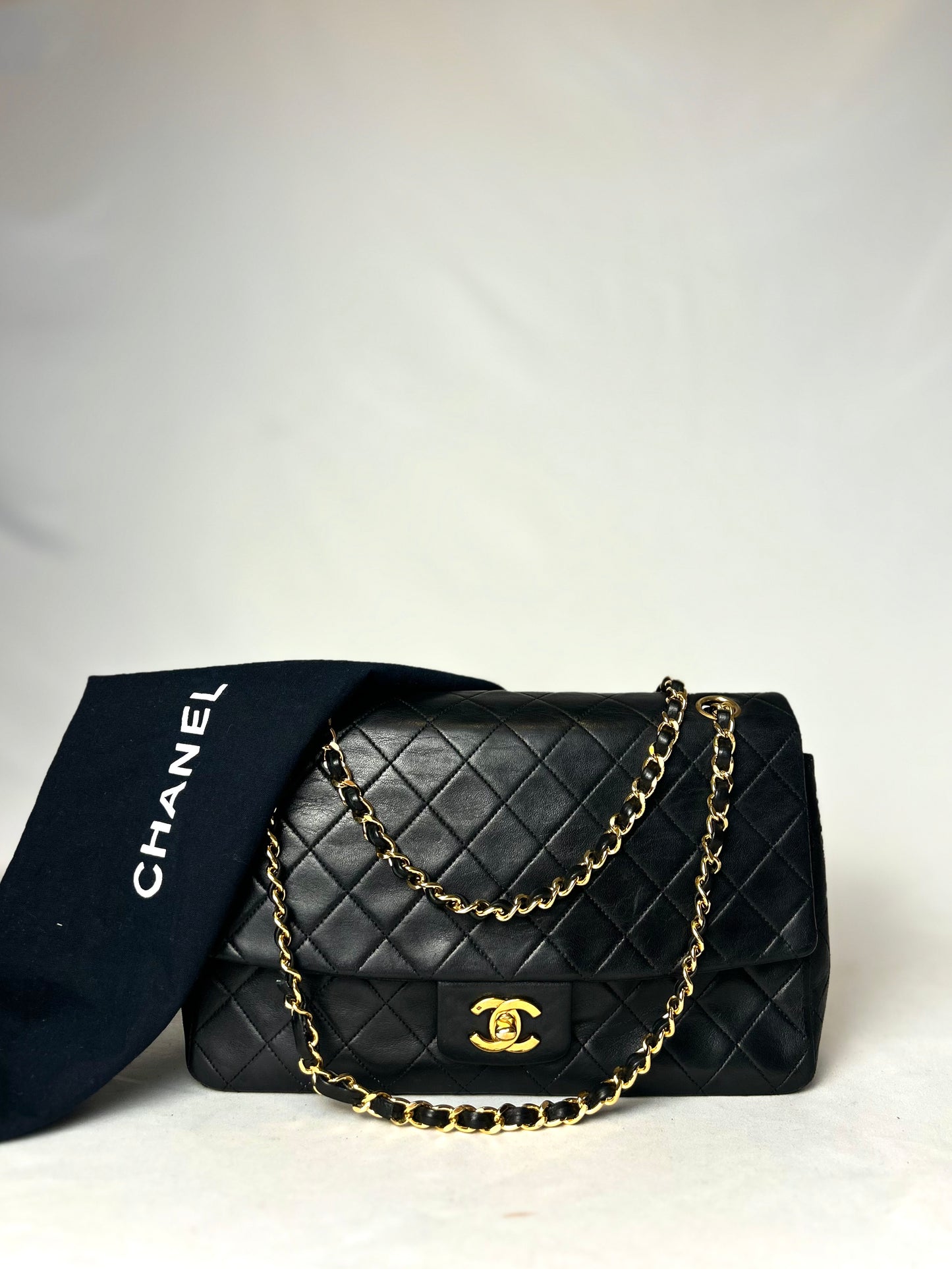 Authentic 1990s Chanel Single Lambskin Flap Bag