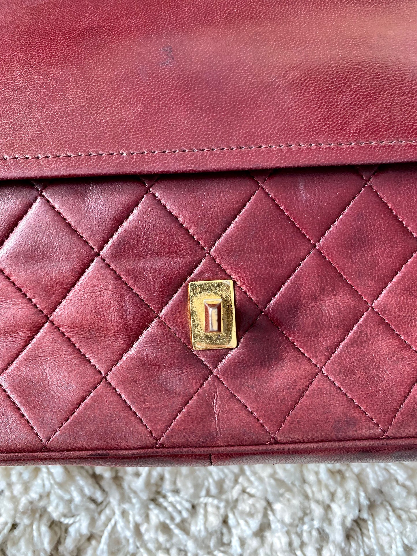 Burgundy Lambskin Chanel Double Flap