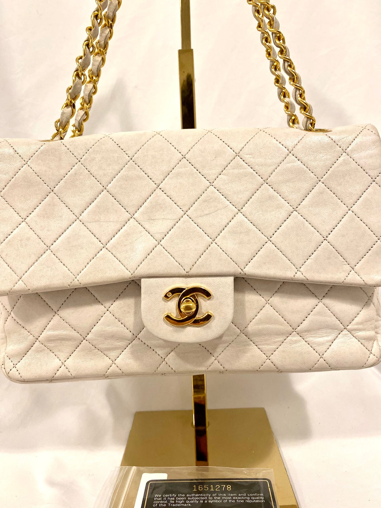 White Chanel Classic Flap Medium