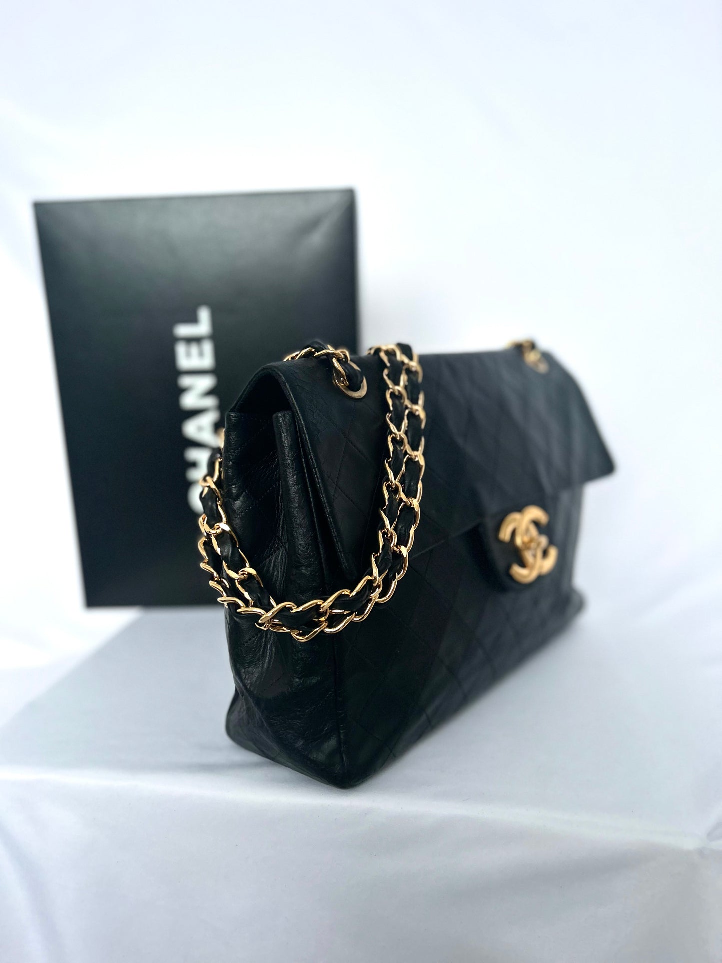 Chanel Black Lambskin Maxi Flap Bag