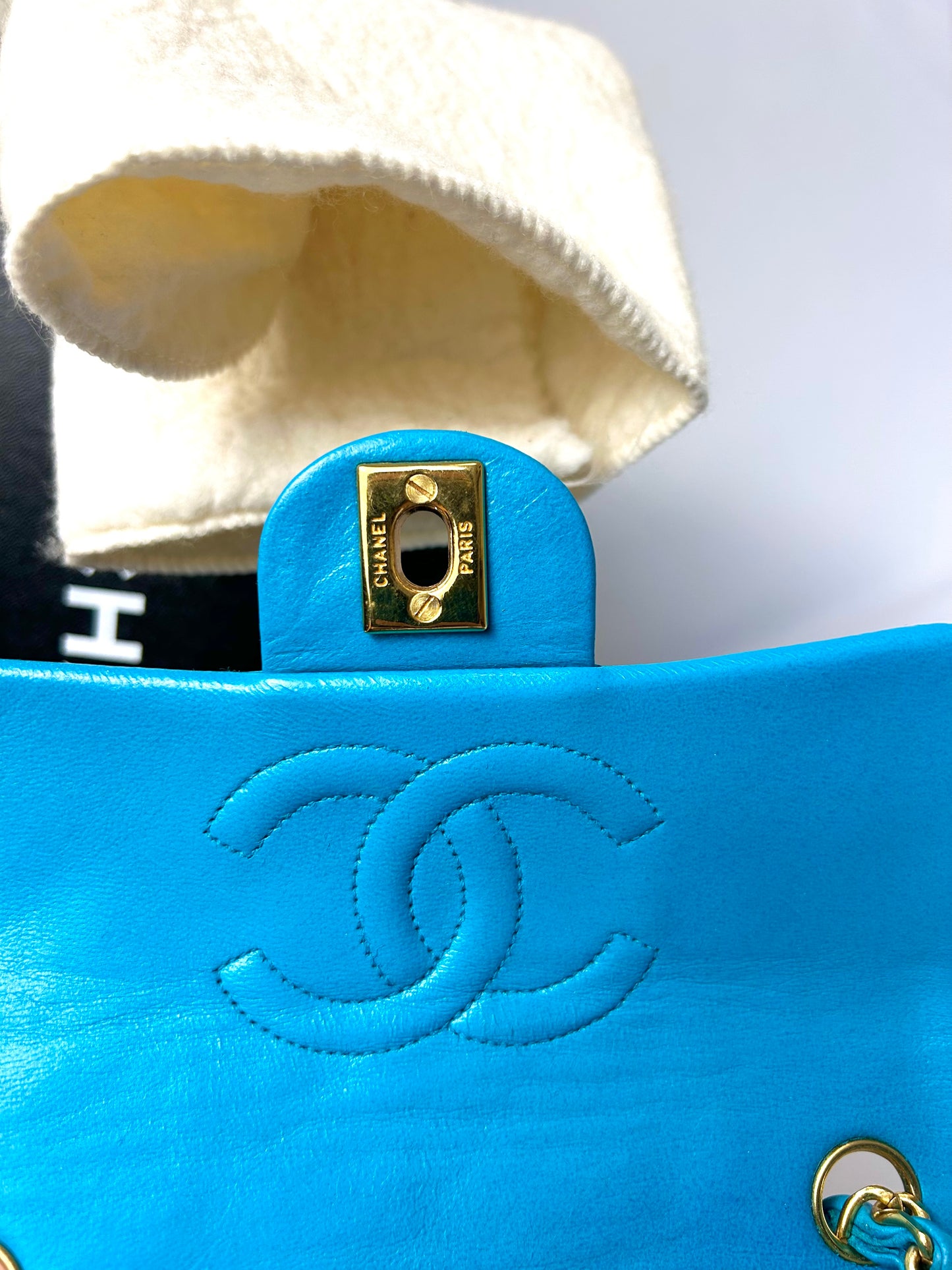 Chanel Aqua Blue Lambskin Mini Square