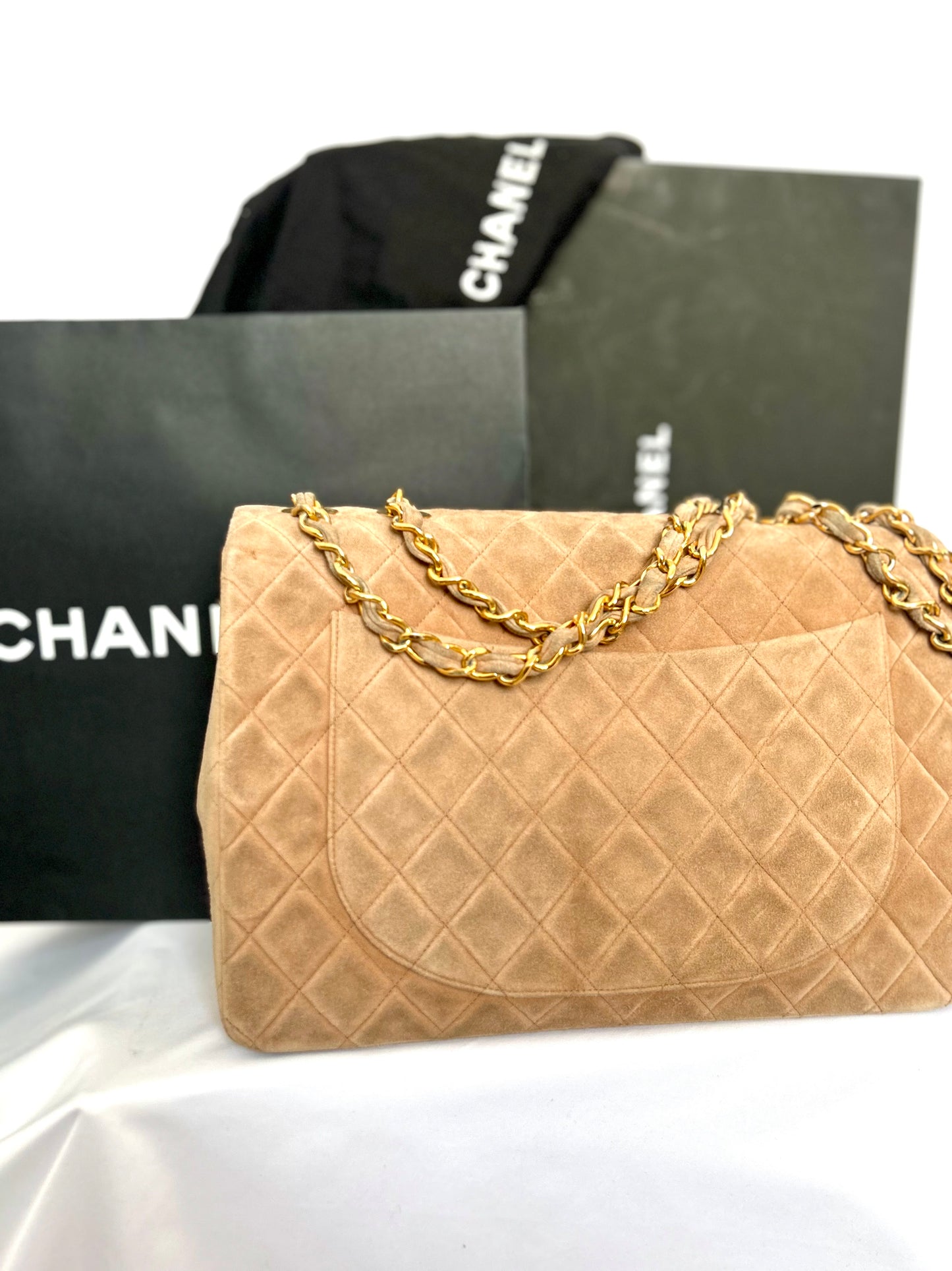 Chanel Brown Suede Maxi Flap Bag