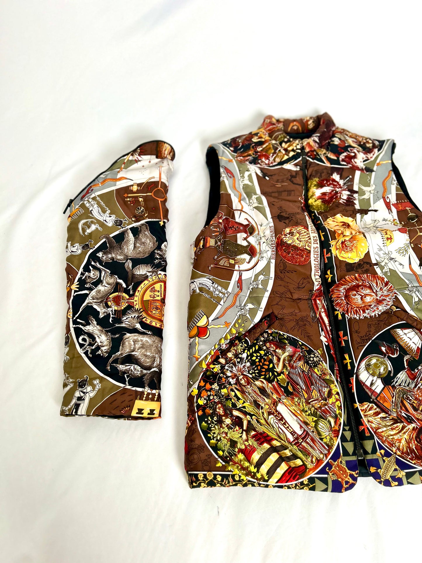 Archival Hermes Silk Detachable Sleeve Jacket Coat designed by Martin Margiela