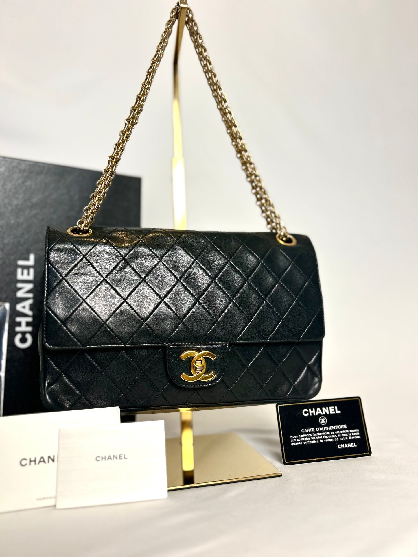 Authentic Medium Chanel Lambskin Classic Flap