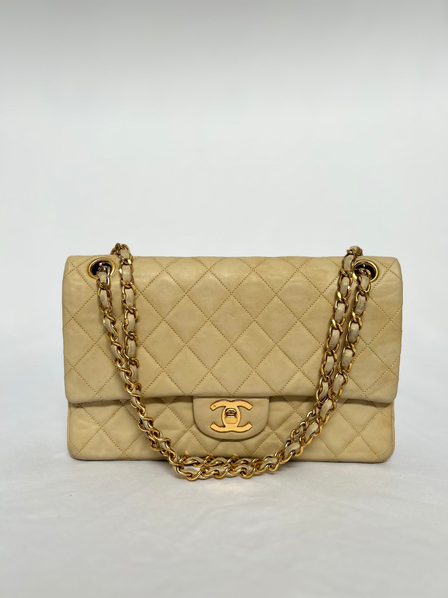 Chanel Beige Lambskin Classic Flap