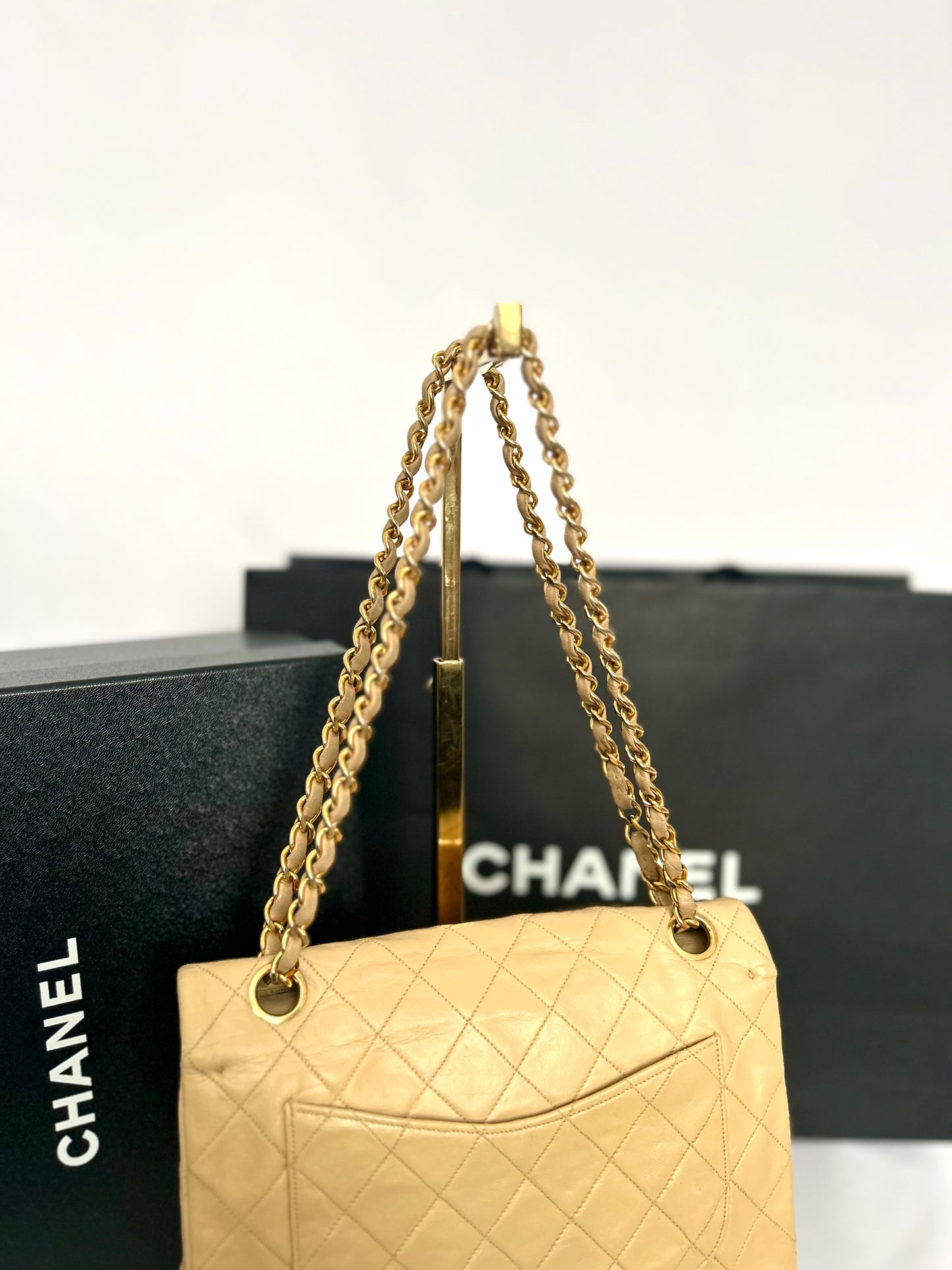 Chanel Beige Lambskin Medium Classic Flap 2/2 Payments