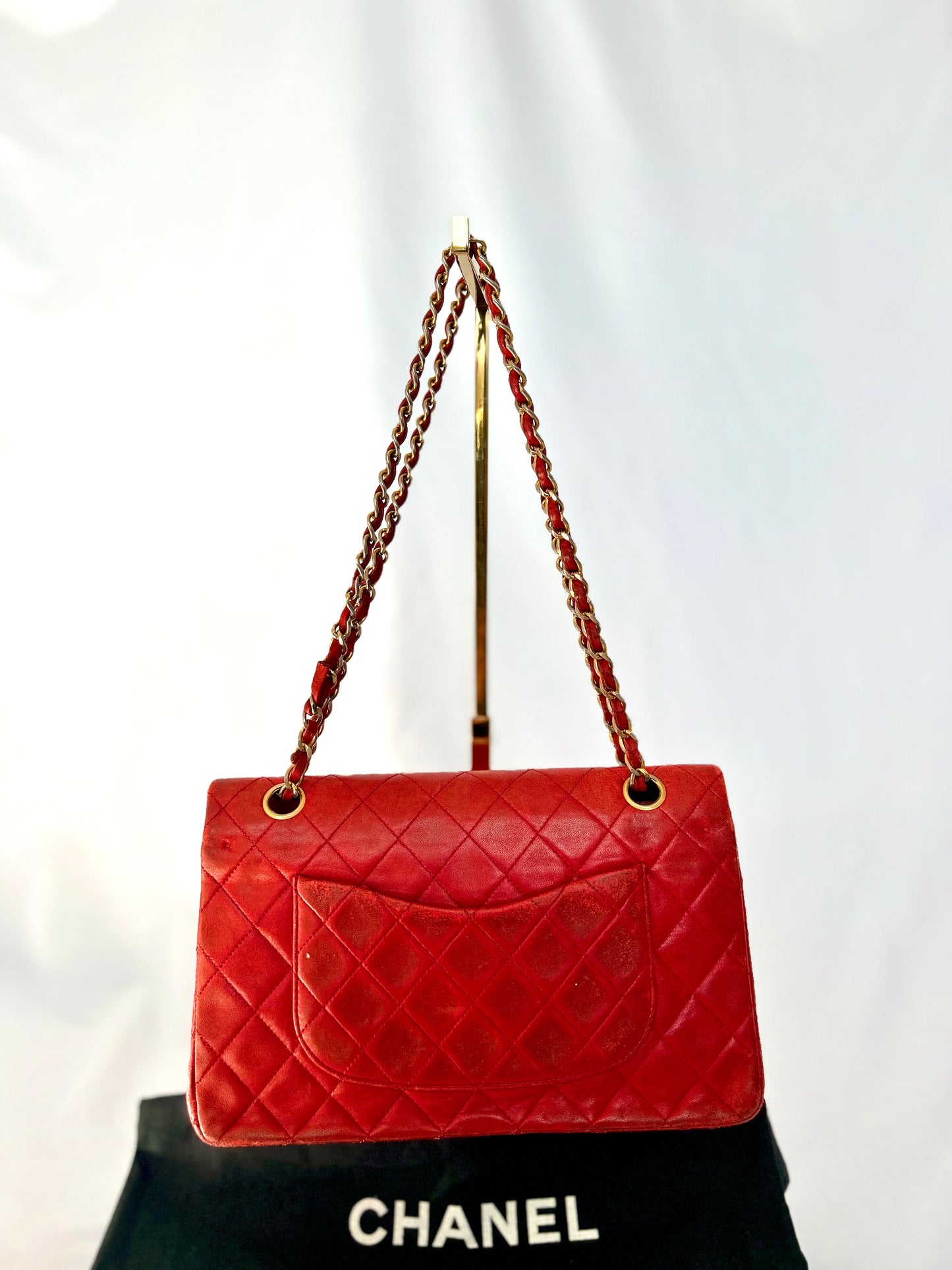 Red Chanel Vintage Lambskin Medium Classic Flap Bag