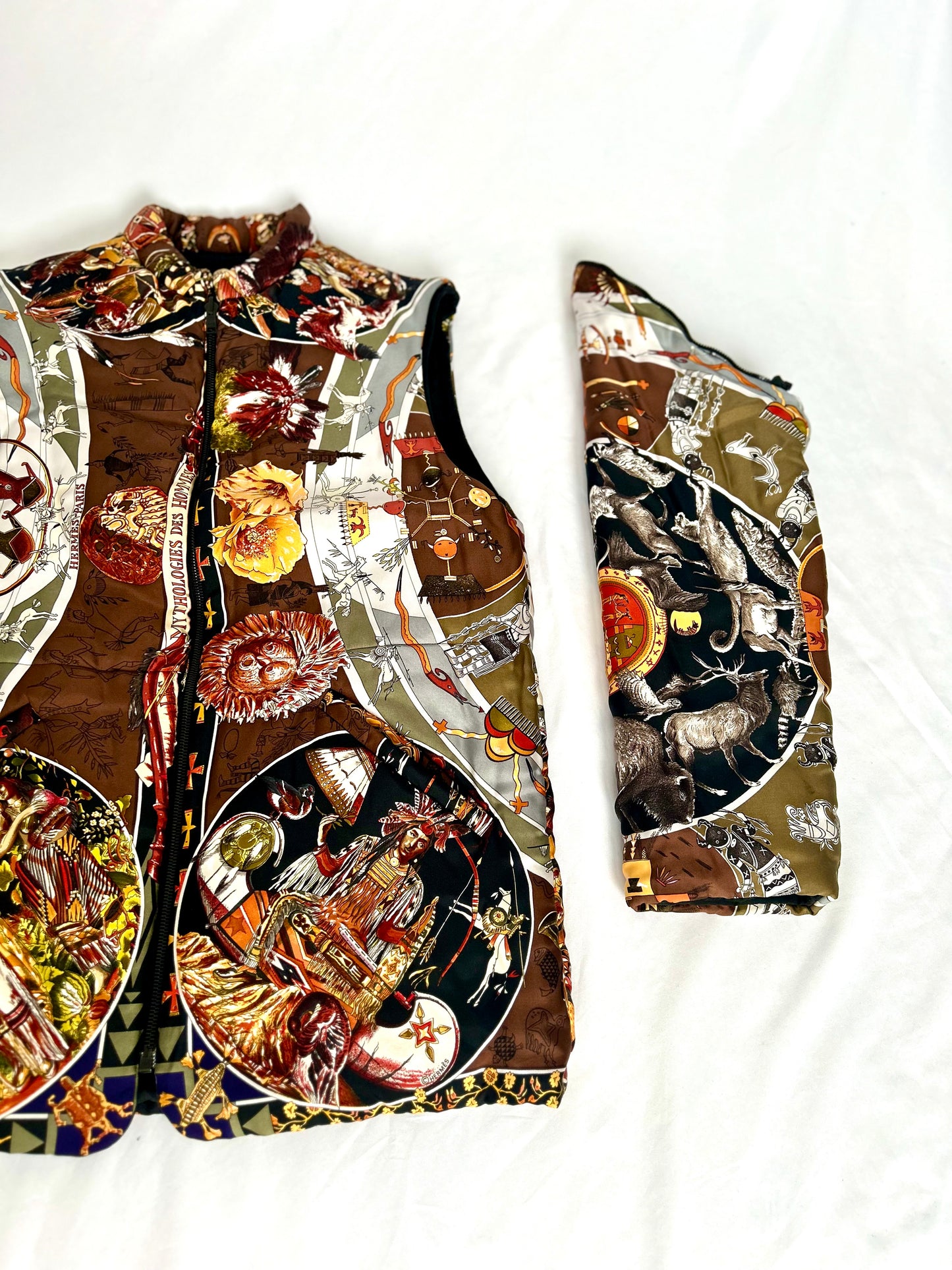 Archival Hermes Silk Detachable Sleeve Jacket Coat designed by Martin Margiela