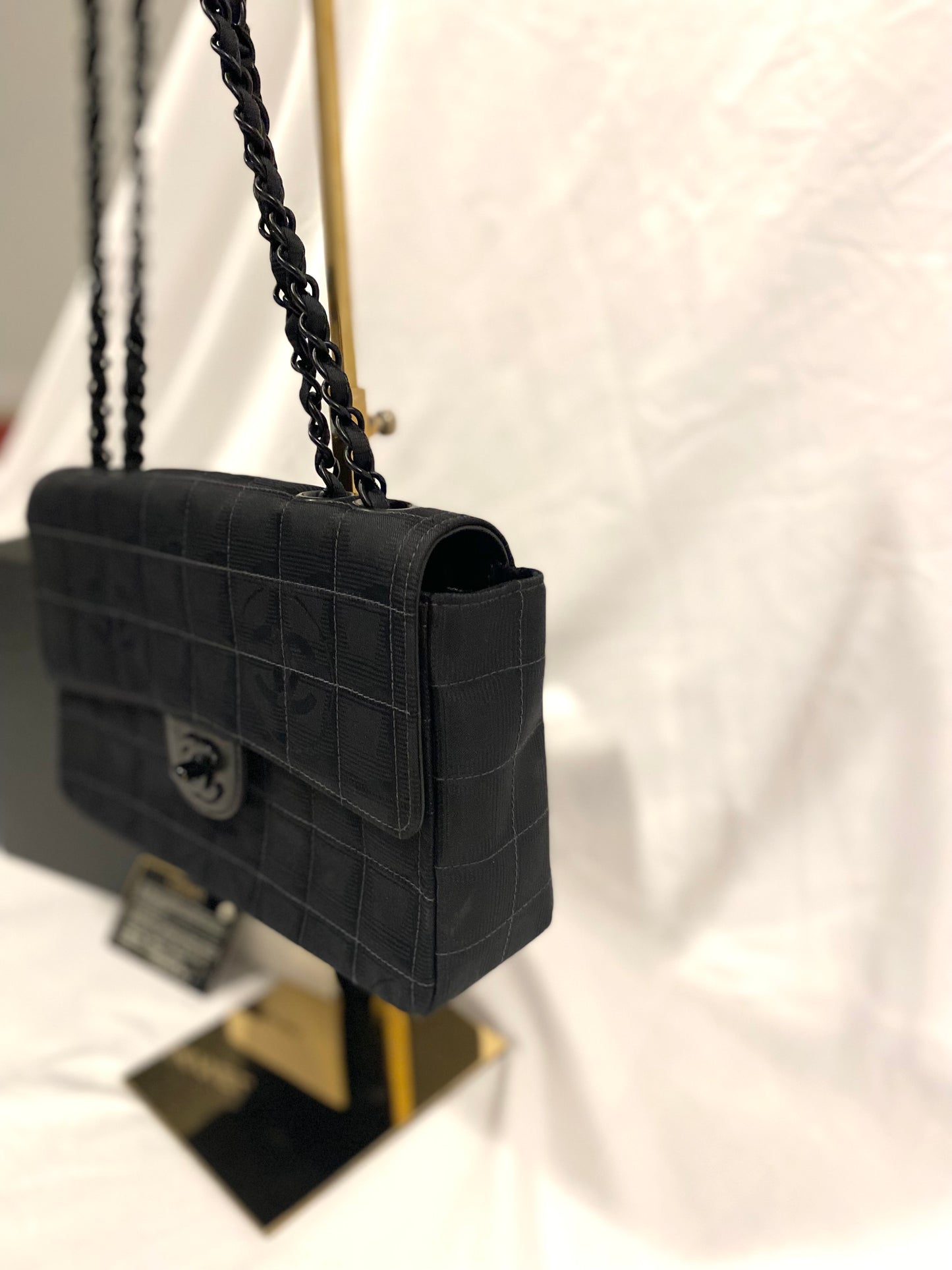 Rare Chanel Matte Black Nylon Travel Flap Bag