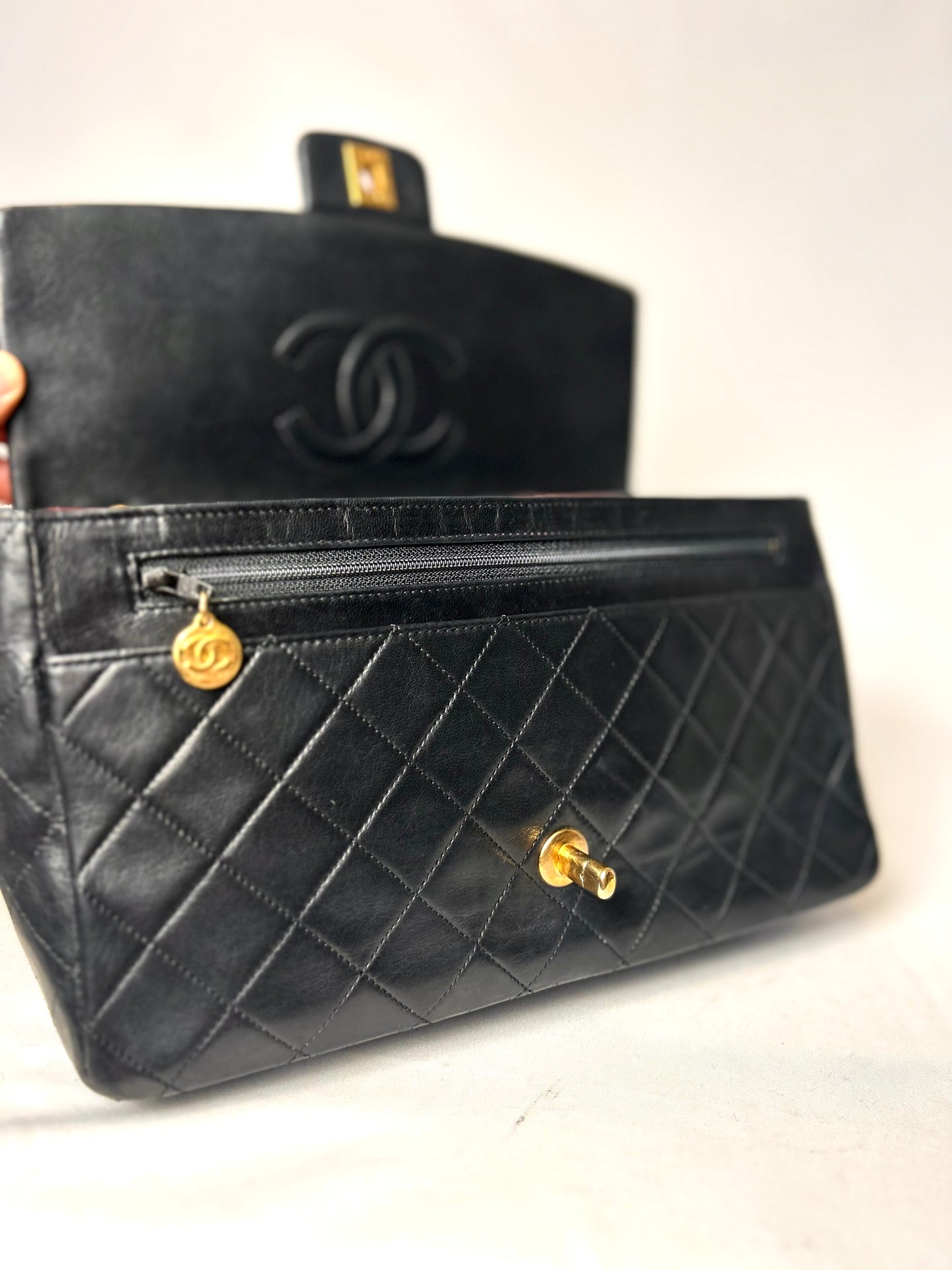 Authentic 1990s Chanel Single Lambskin Flap Bag