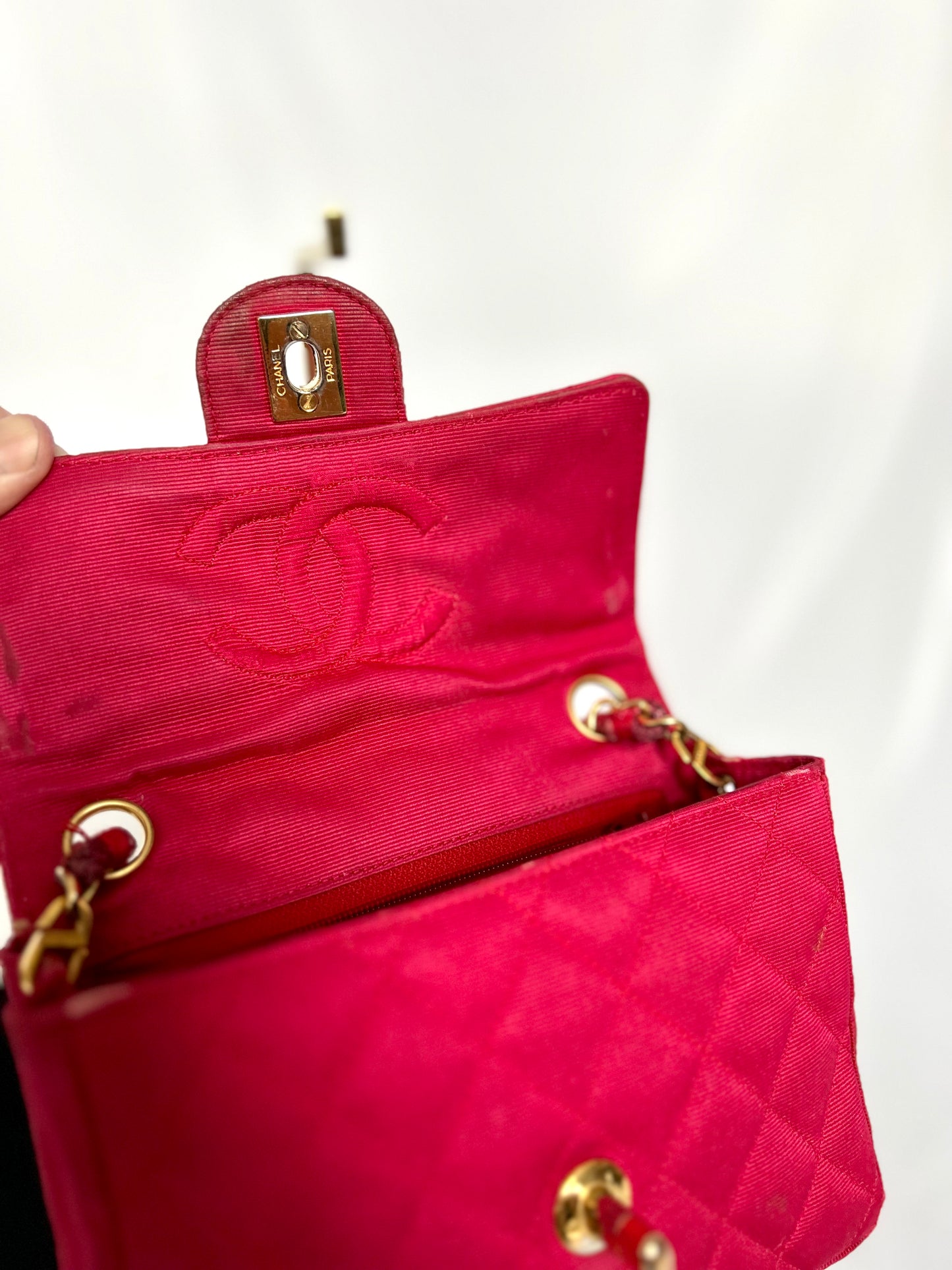 Pink Chanel Mini Square Flap Bag