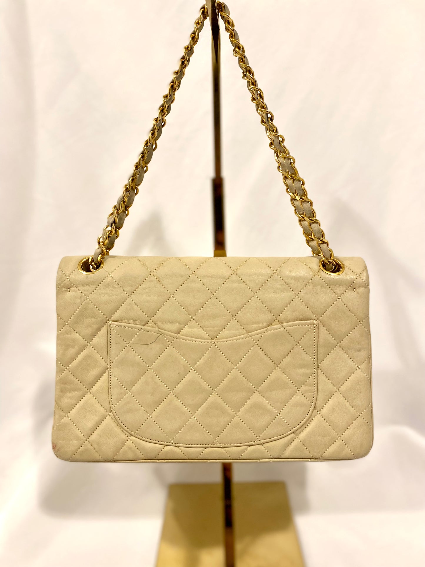 Chanel Beige Lambskin Classic Flap