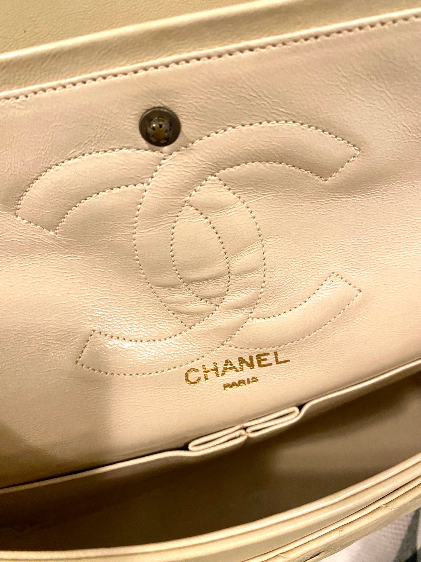 Chanel Beige Lambskin Classic Flap