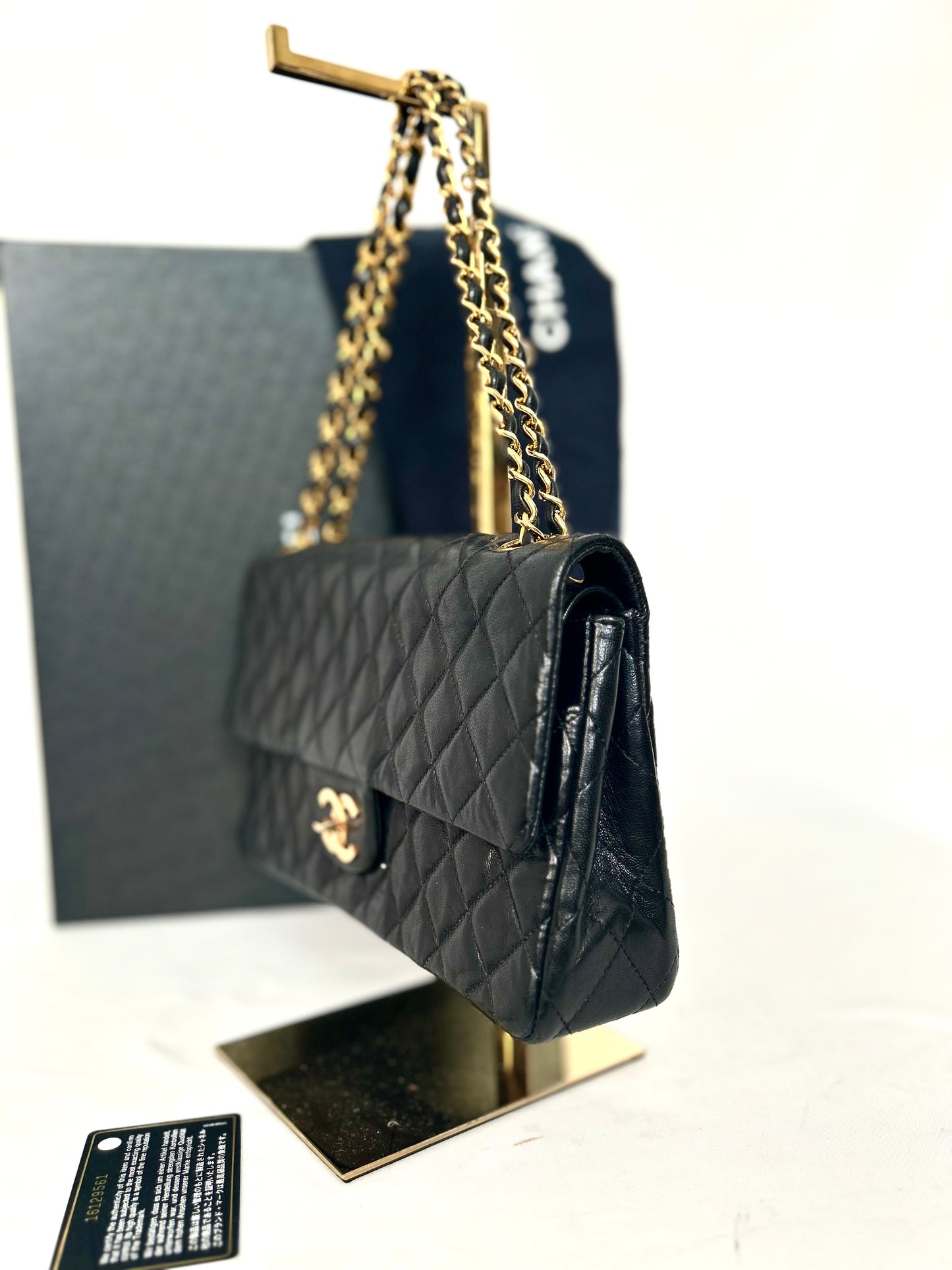 Authentic 1980s Chanel Lambskin Medium Classic Flap with 24k gold plated hardware