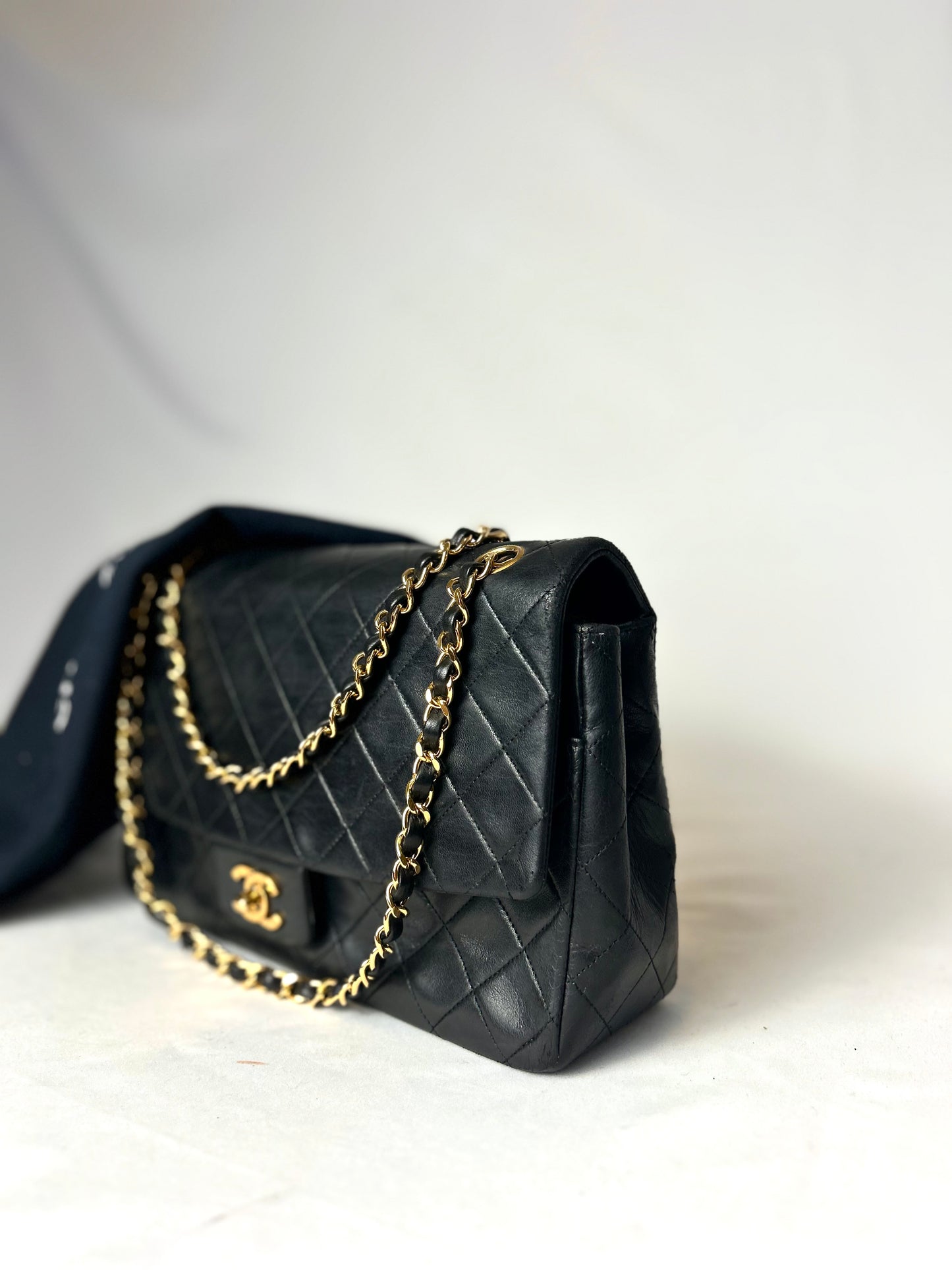 Authentic 1990s Chanel Single Lambskin Flap Bag