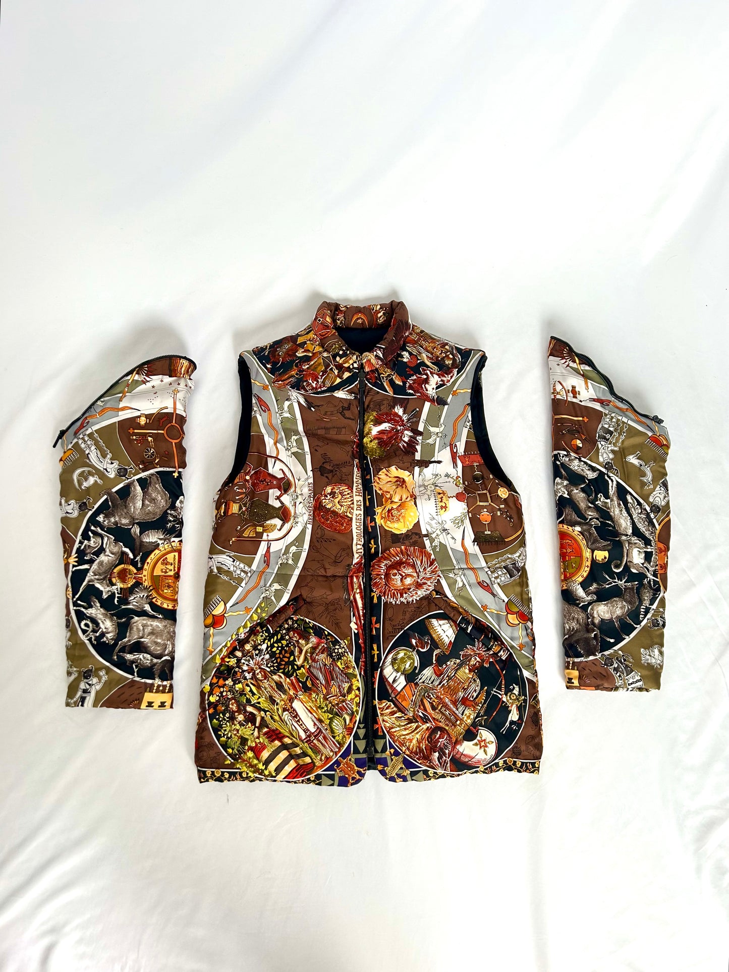 Archival Hermes Silk Detachable Sleeve Jacket Coat designed by Martin Margiela