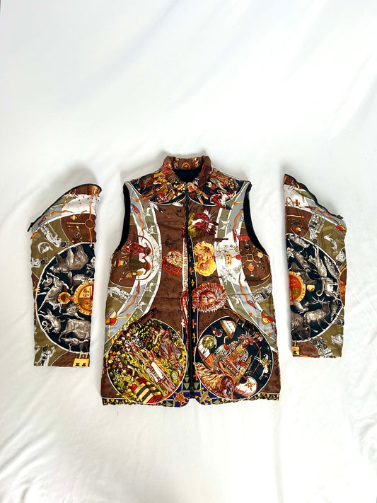 Archival Hermes Silk Detachable Sleeve Jacket Coat designed by Martin Margiela