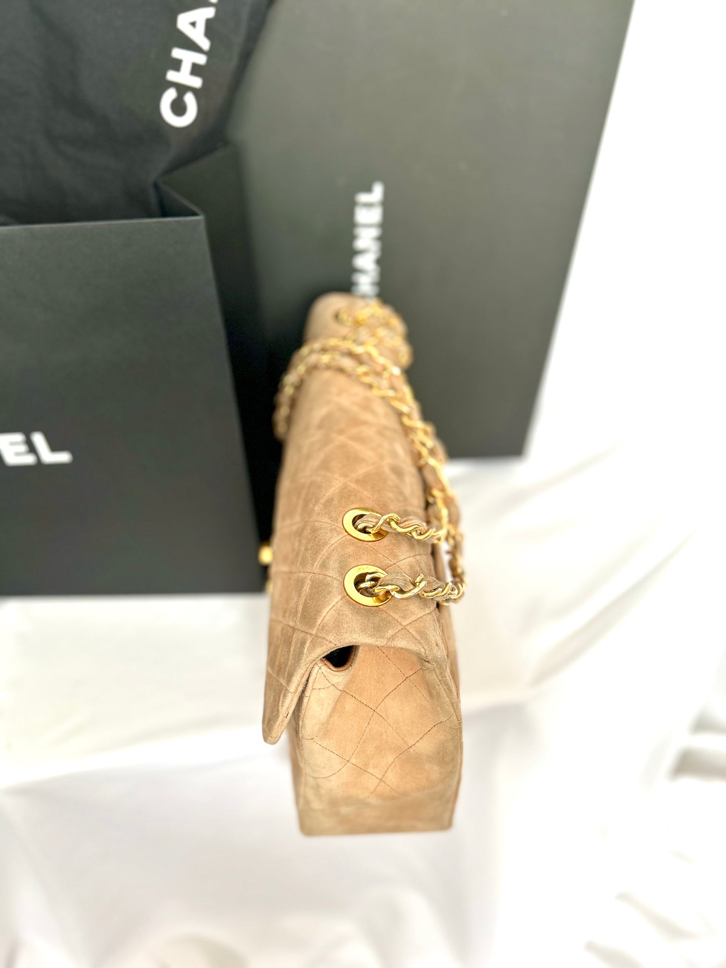 Chanel Brown Suede Maxi Flap Bag