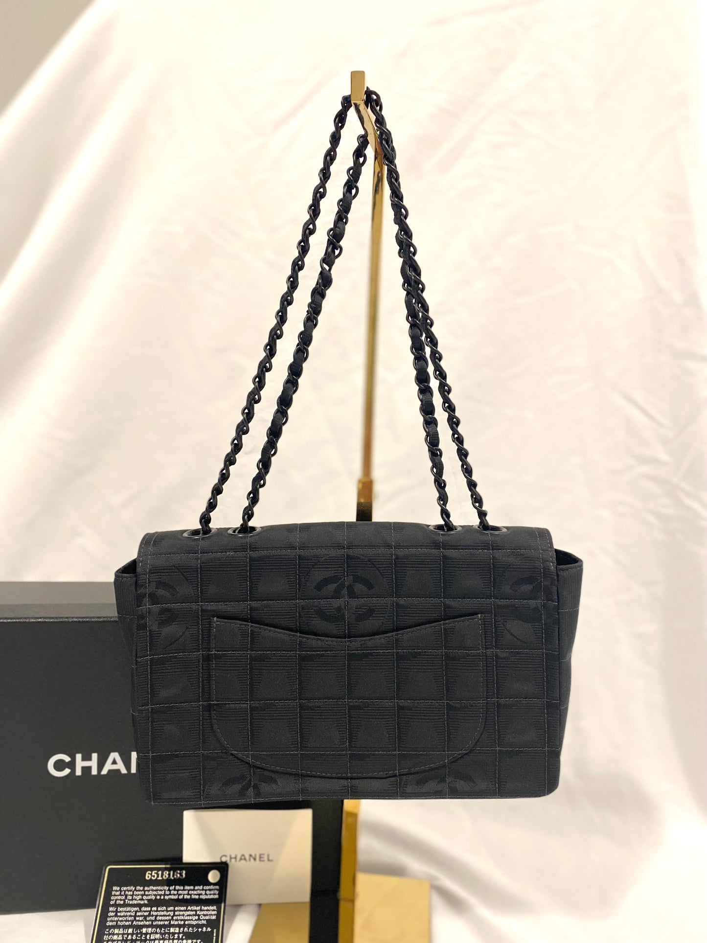 Rare Chanel Matte Black Nylon Travel Flap Bag