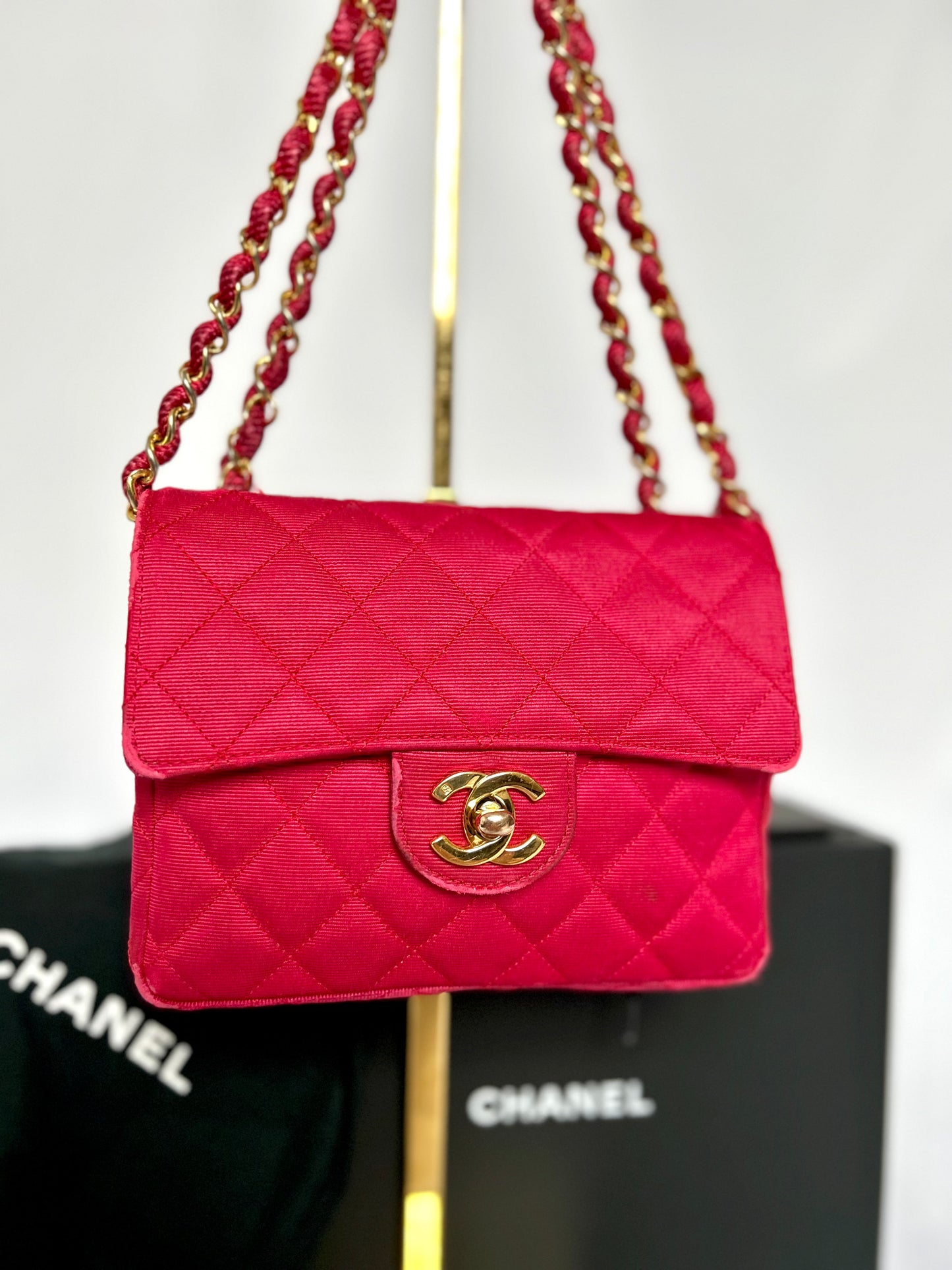 Pink Chanel Mini Square Flap Bag