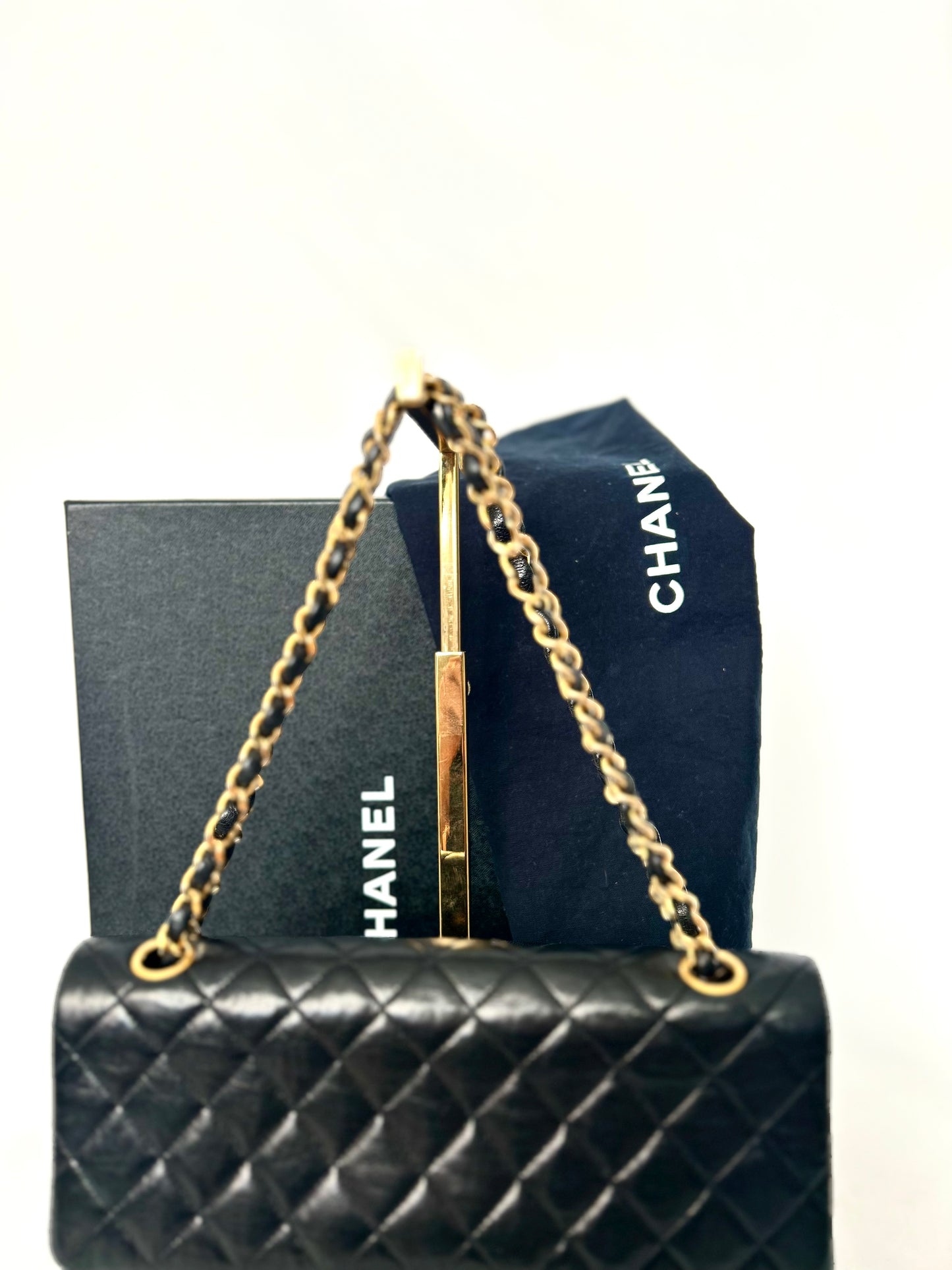 Authentic 1980s Chanel Lambskin Medium Classic Flap with 24k gold plated hardware