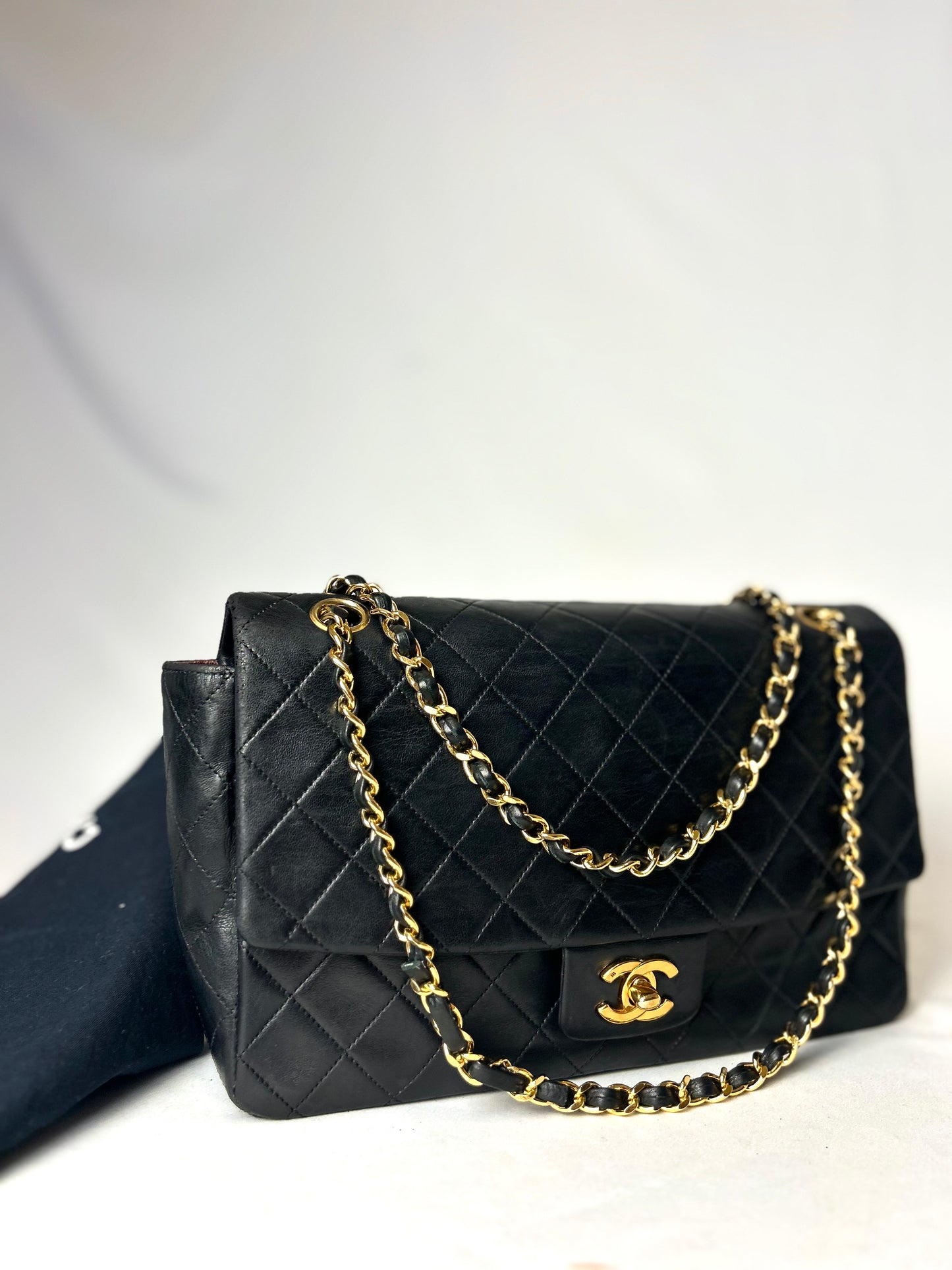 Authentic 1990s Chanel Single Lambskin Flap Bag
