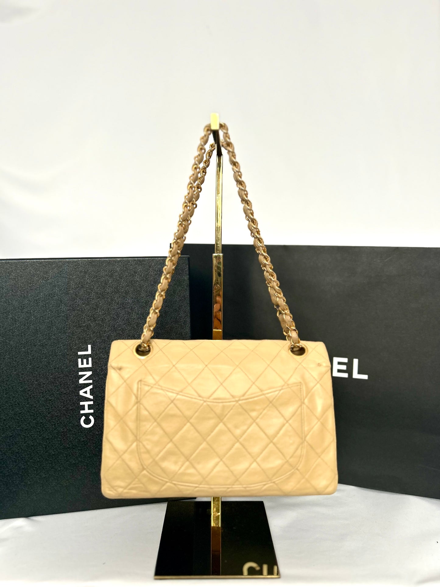 Chanel Beige Lambskin Medium Classic Flap 2/2 Payments