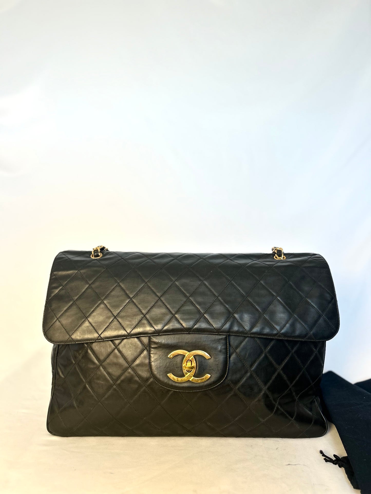 Black Calfskin XXL Supermodel Flap Bag