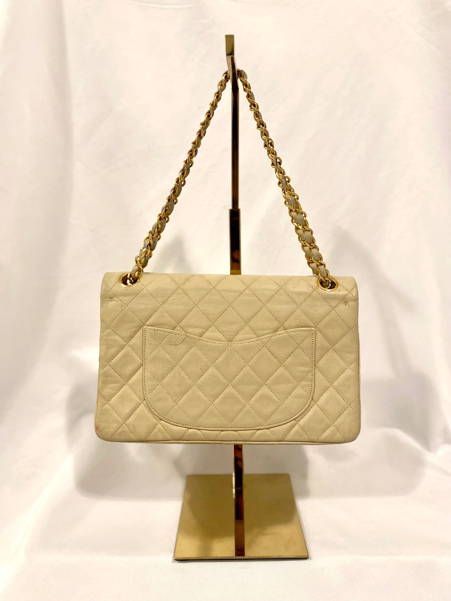 Chanel Beige Lambskin Classic Flap