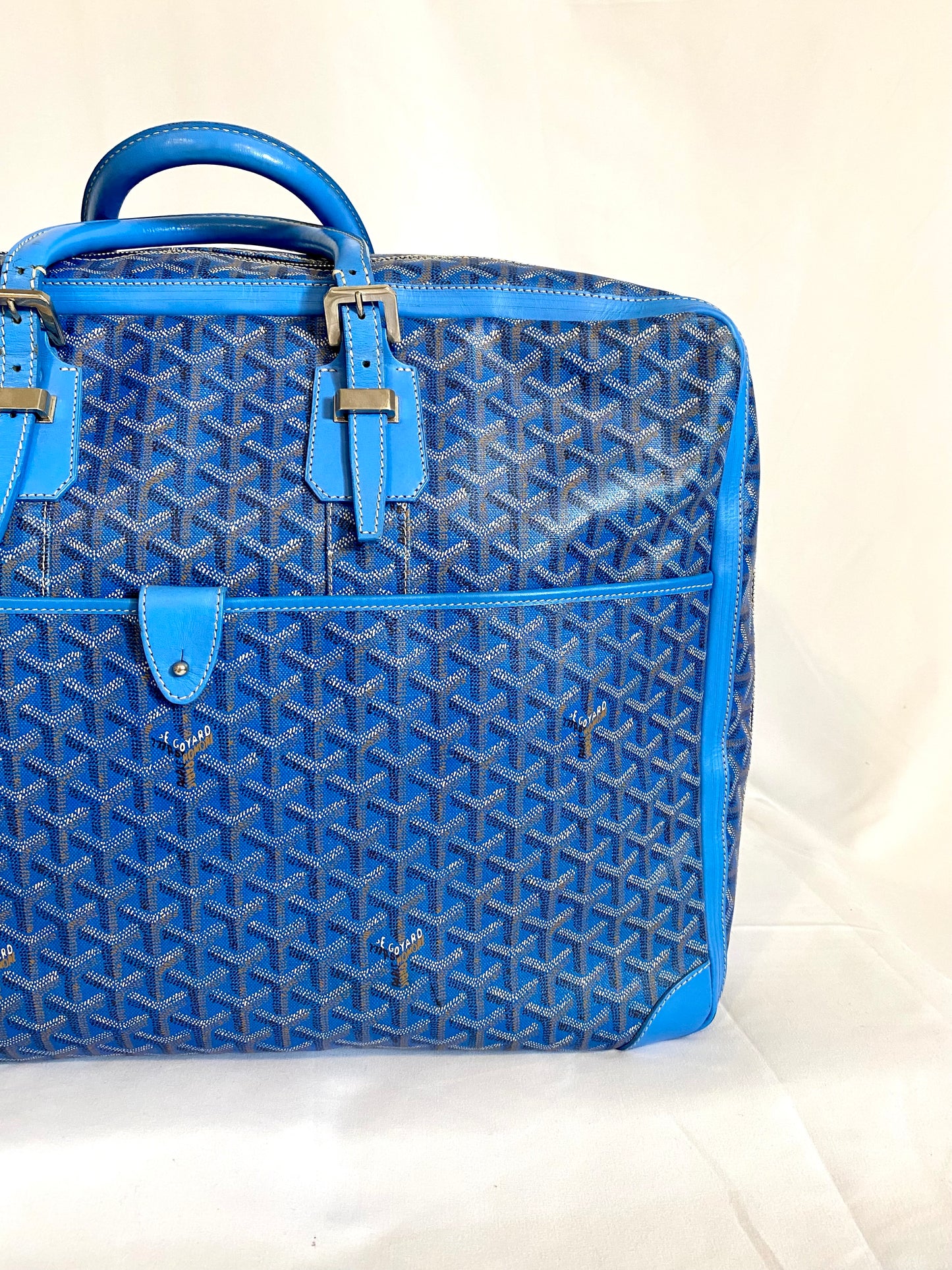 Goyard Blue Majordome Luggage Bag