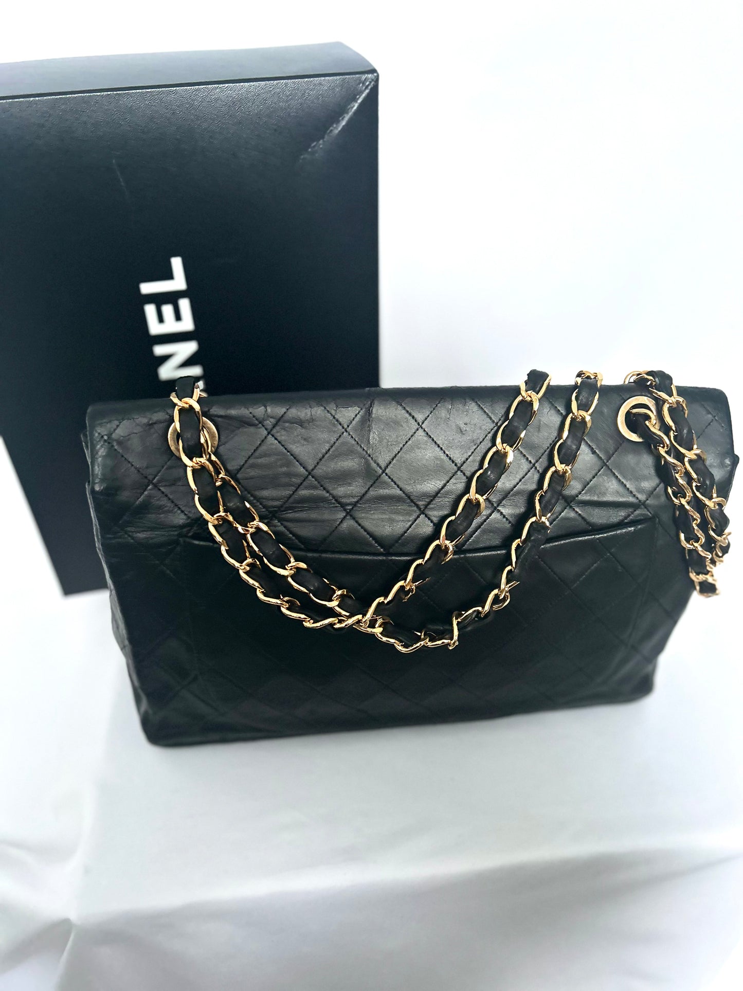Chanel Black Lambskin Maxi Flap Bag