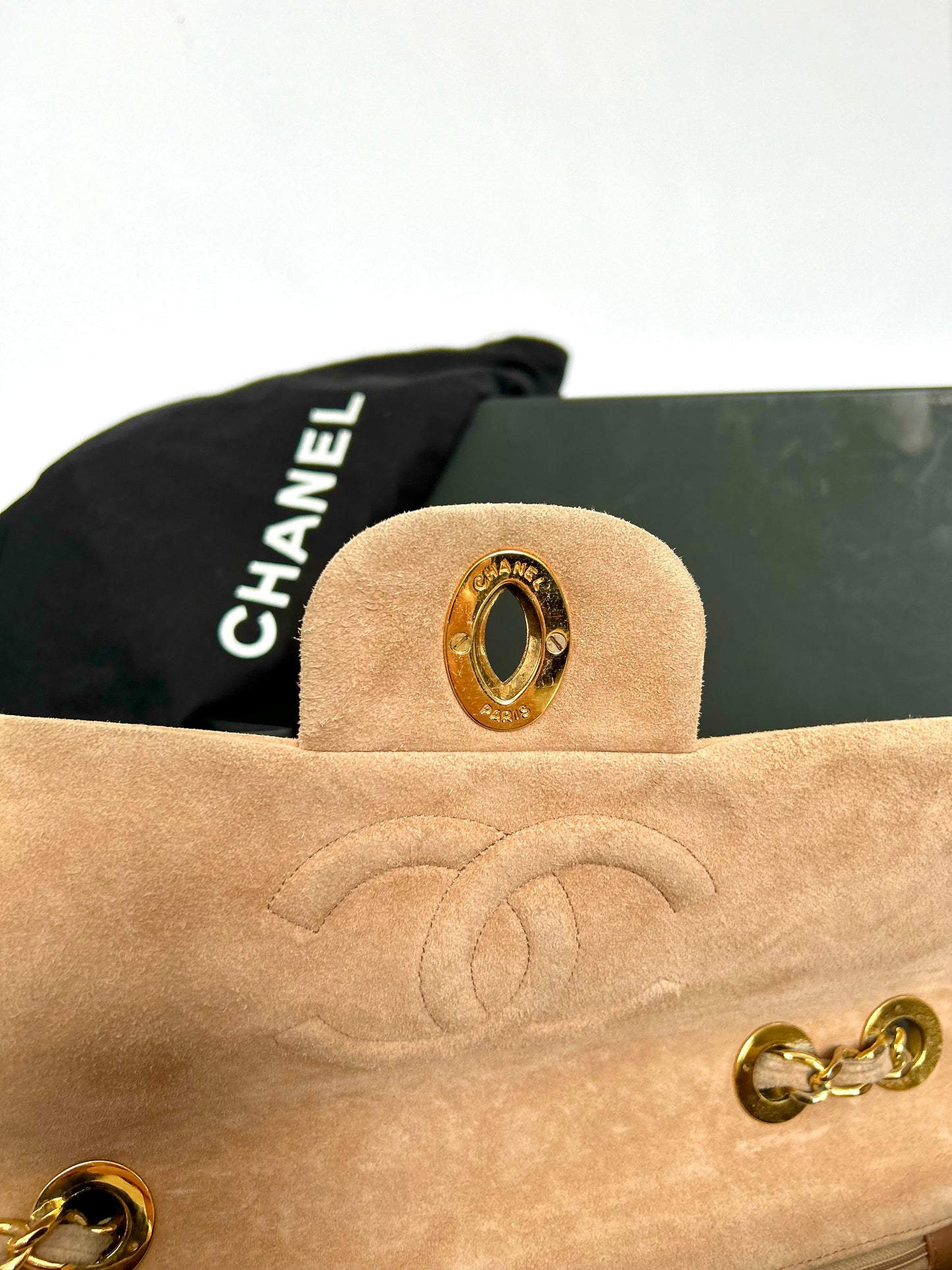 Chanel Brown Suede Maxi Flap Bag