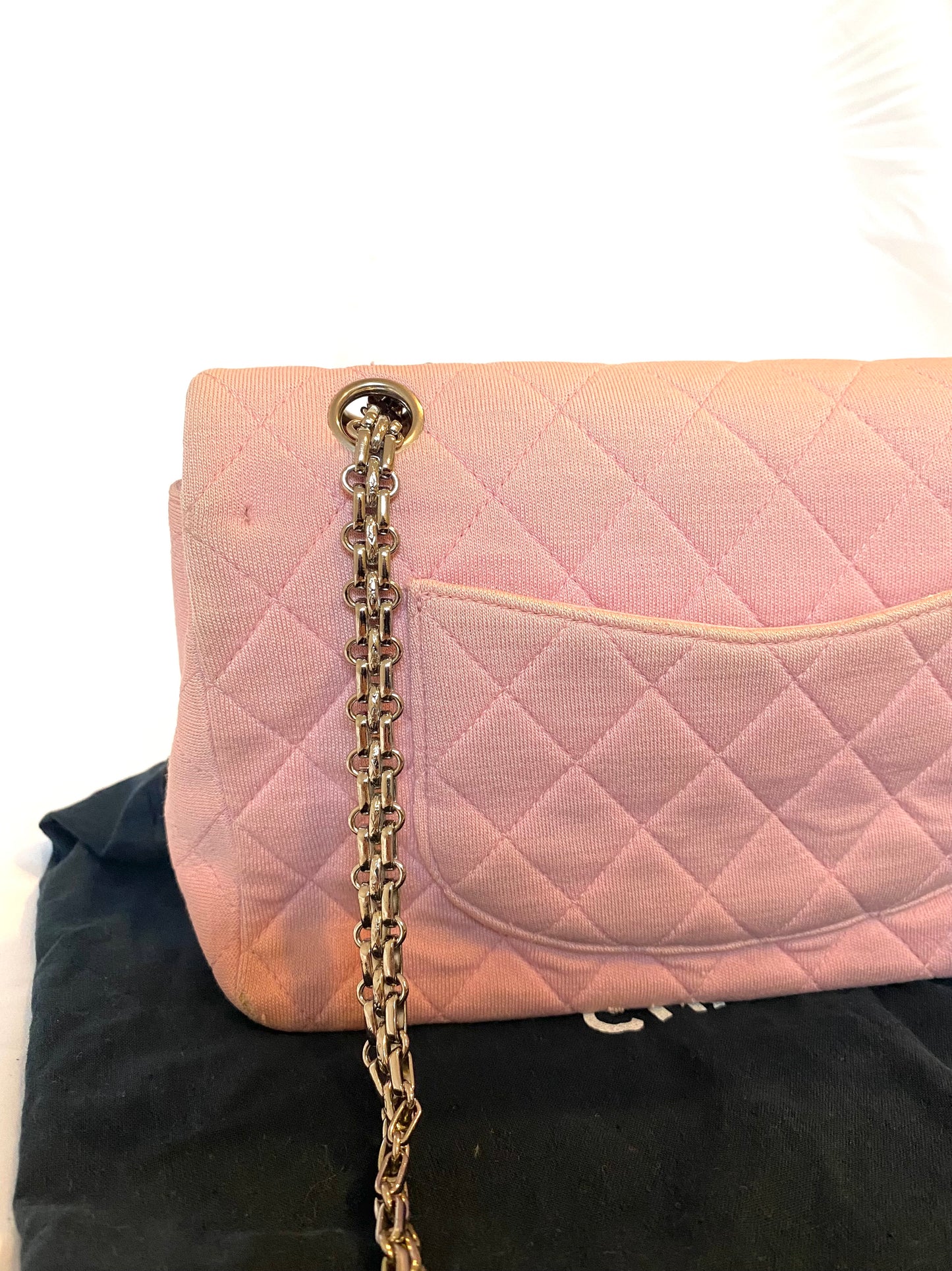 Pink Chanel Jersey Classic Flap