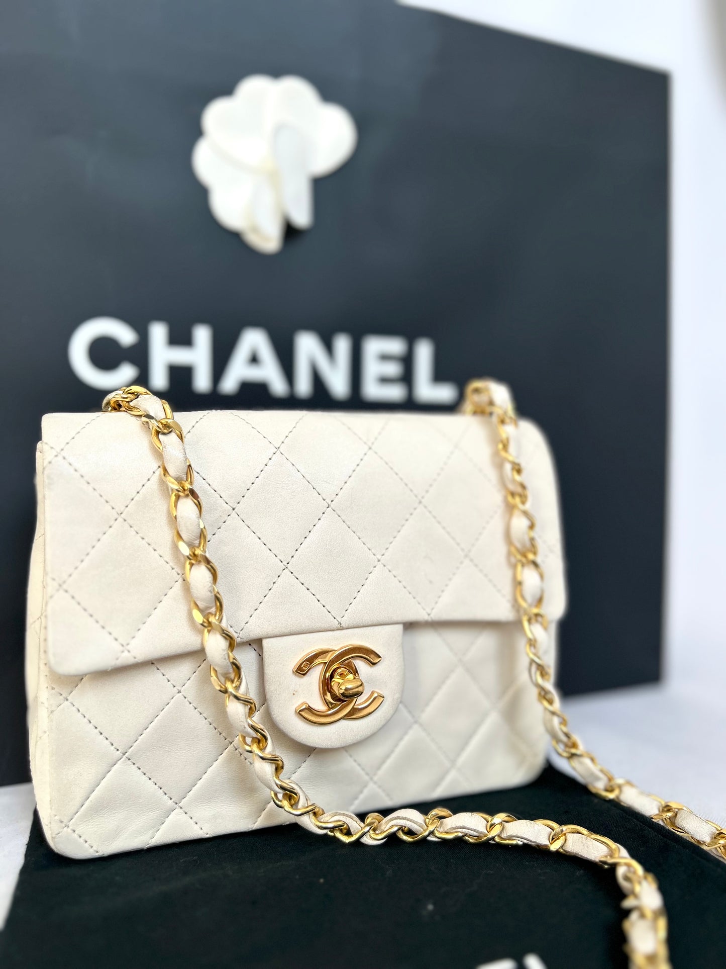 Chanel White Mini Square Flap Bag